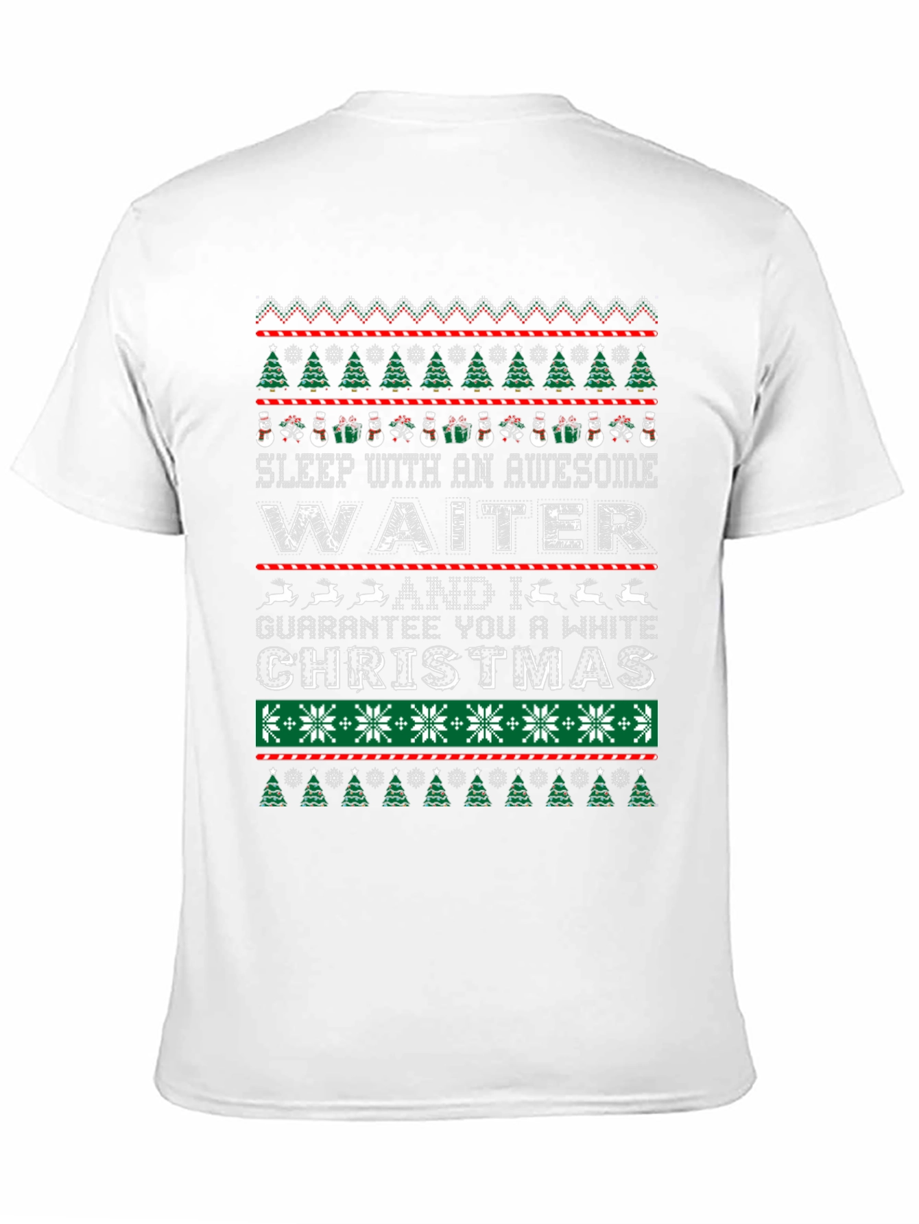 Awesome Waiter White Christmas Ugly T-Shirt