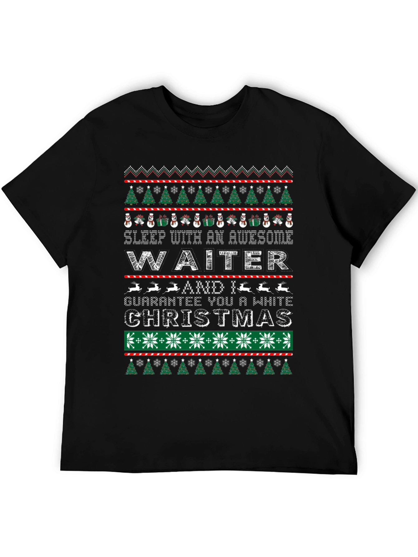 Awesome Waiter White Christmas Ugly T-Shirt