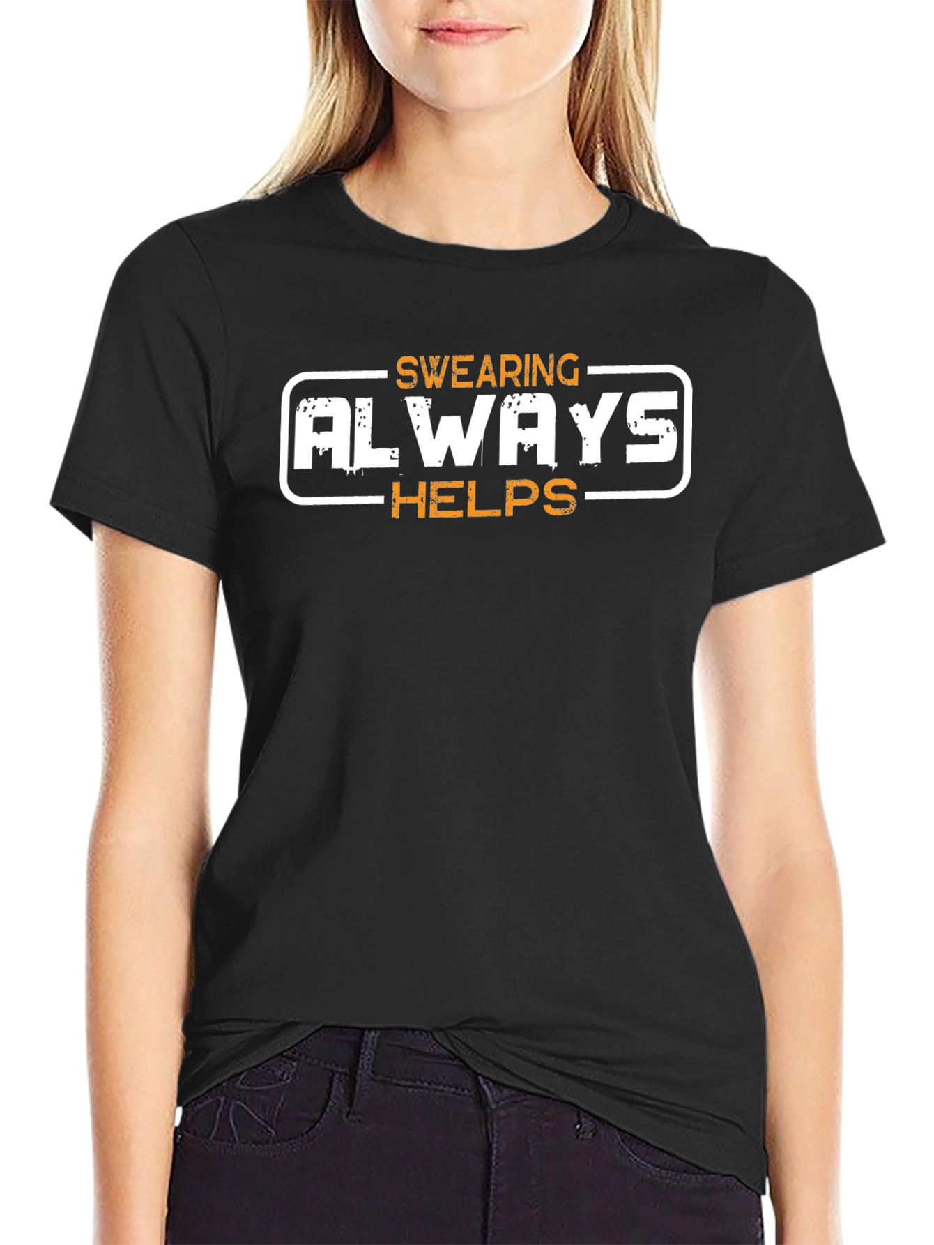 Swearing Always Helps Graphic Tee - Black