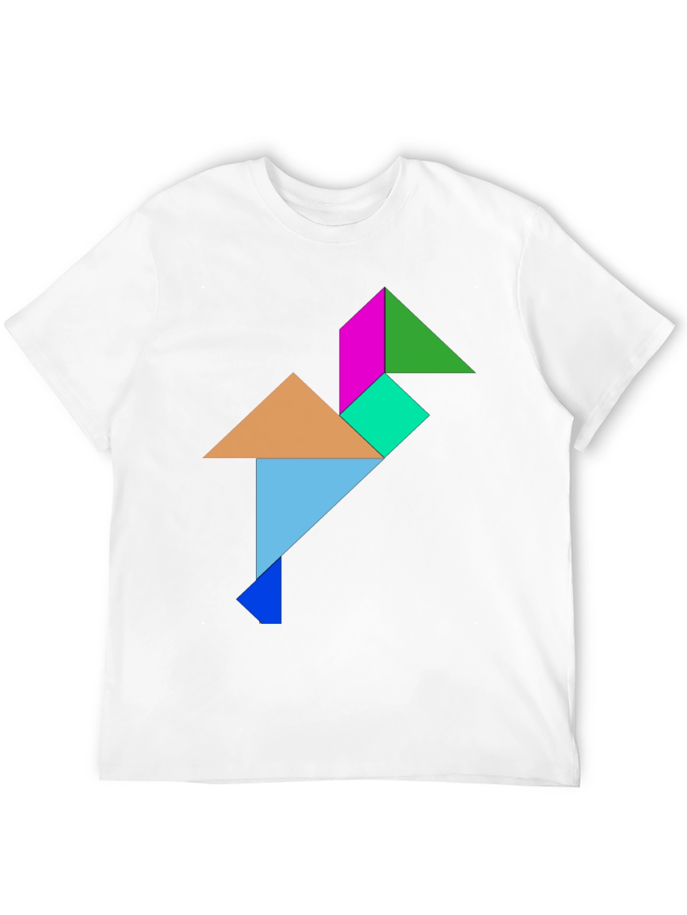 Geometric Tangram Bird Graphic Tee - Black