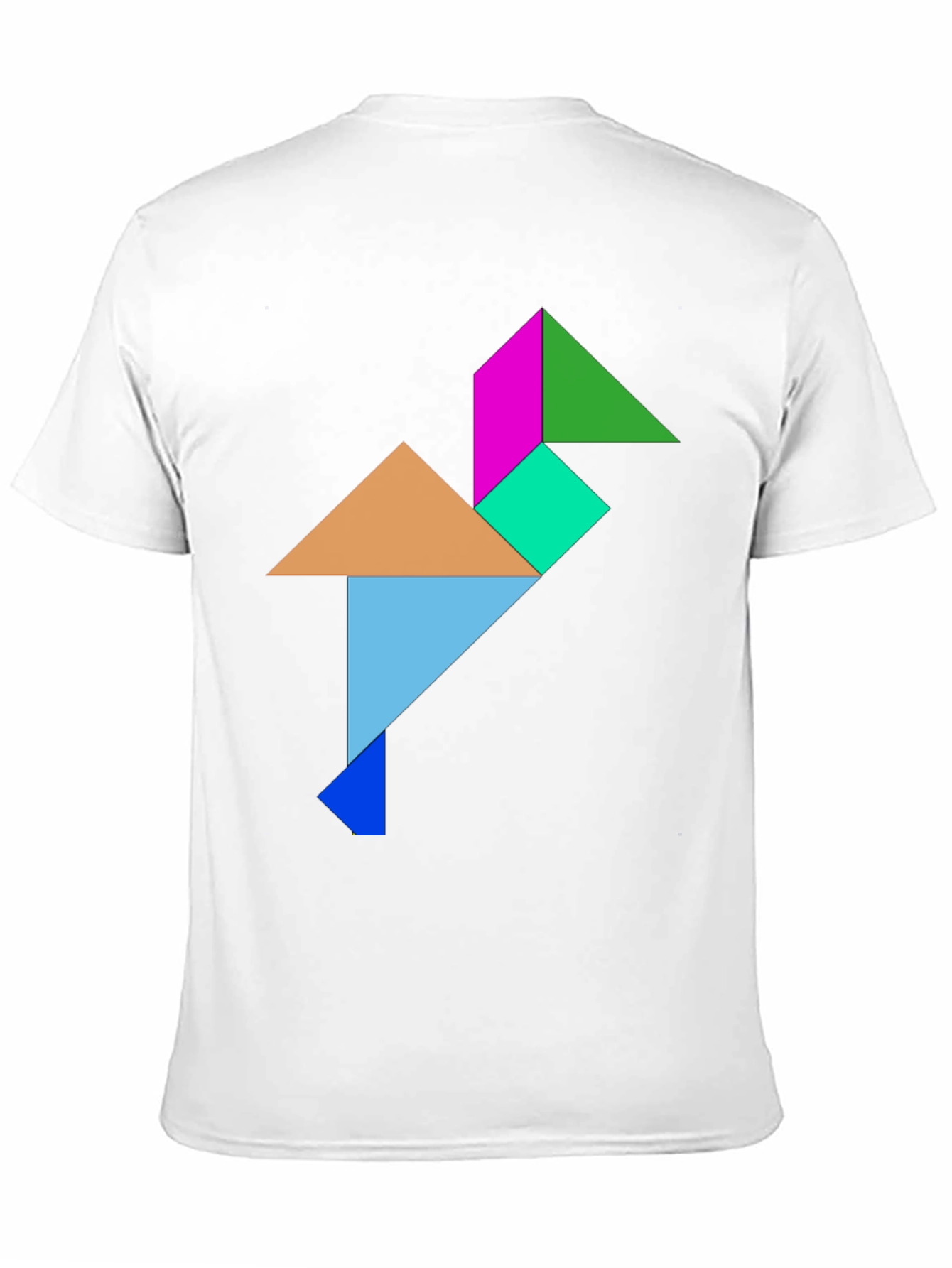 Geometric Tangram Bird Graphic Tee - Black