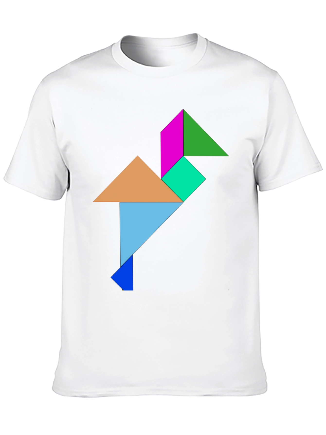 Geometric Tangram Bird Graphic Tee - Black