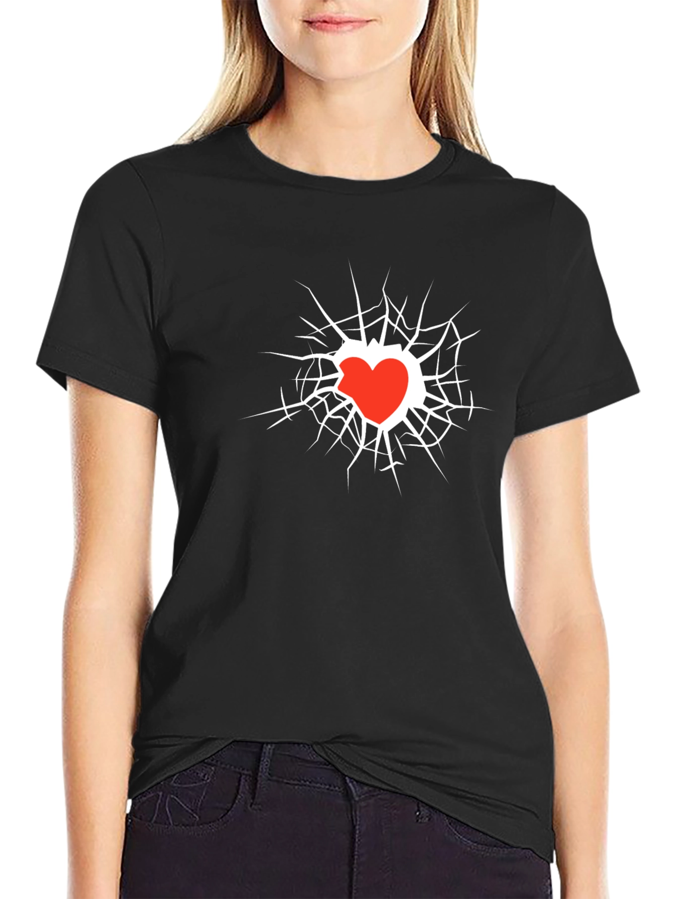Heart Break Graphic Black T-Shirt