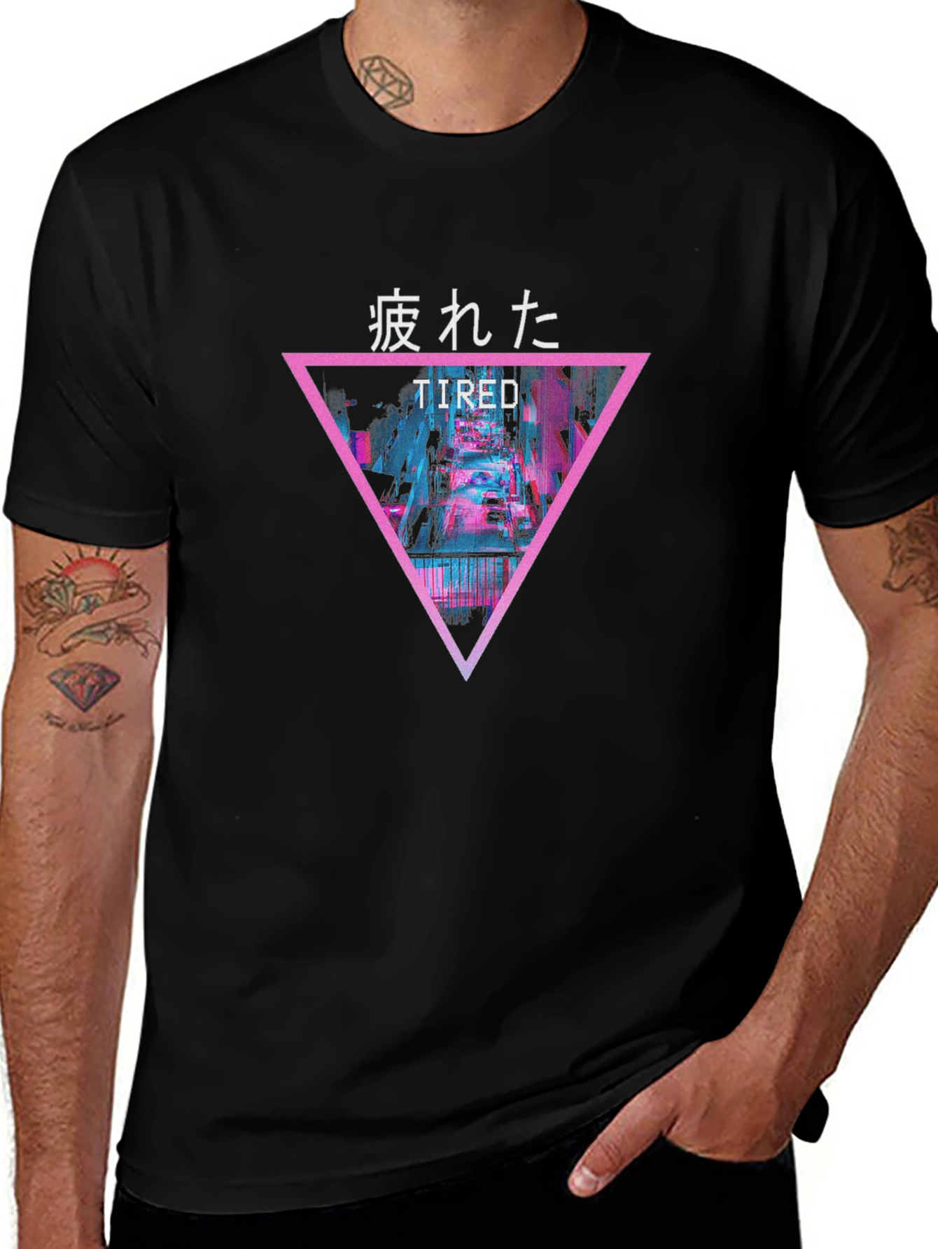 Tired Graphic Tee - Vaporwave Style