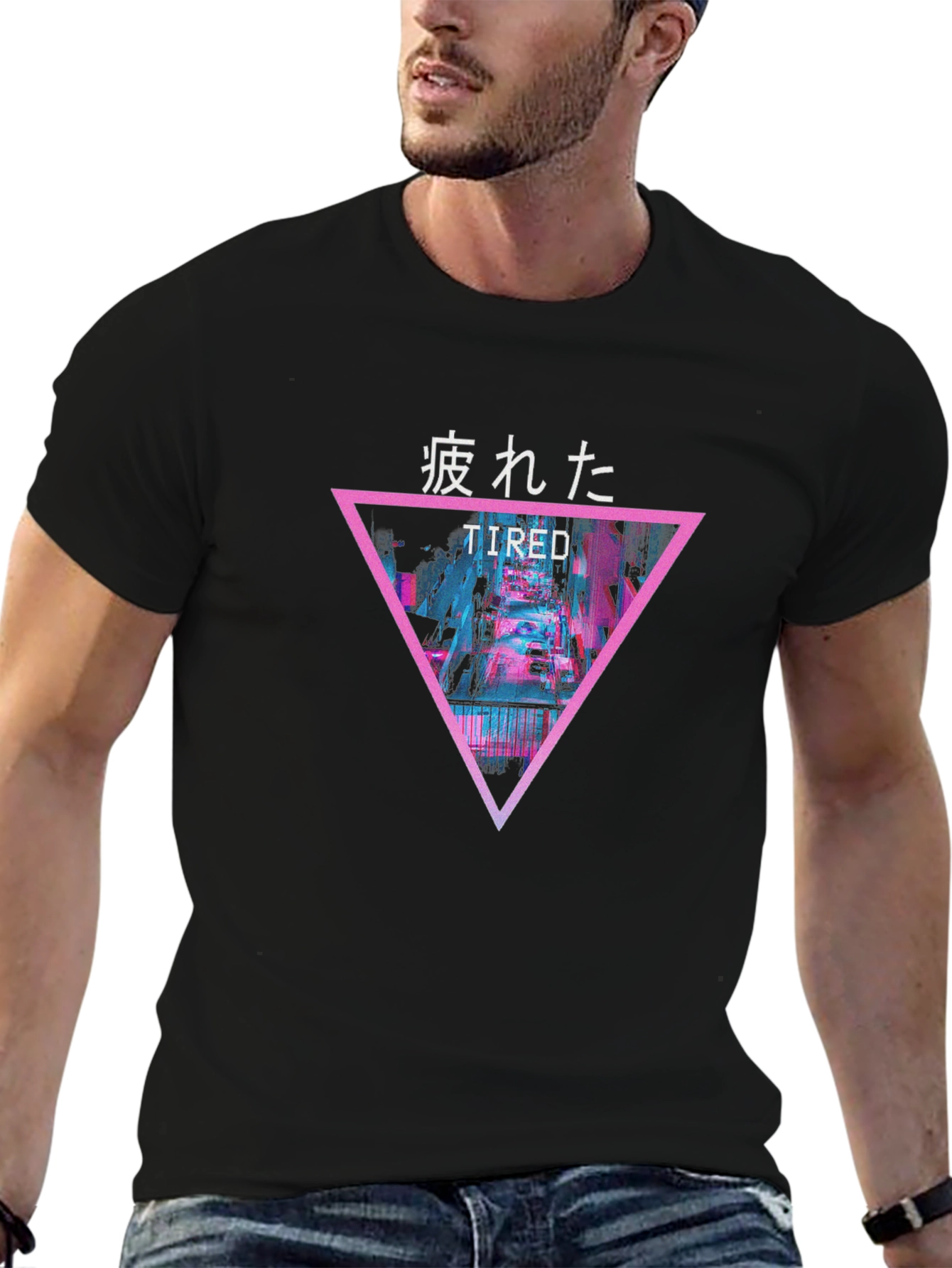 Tired Graphic Tee - Vaporwave Style