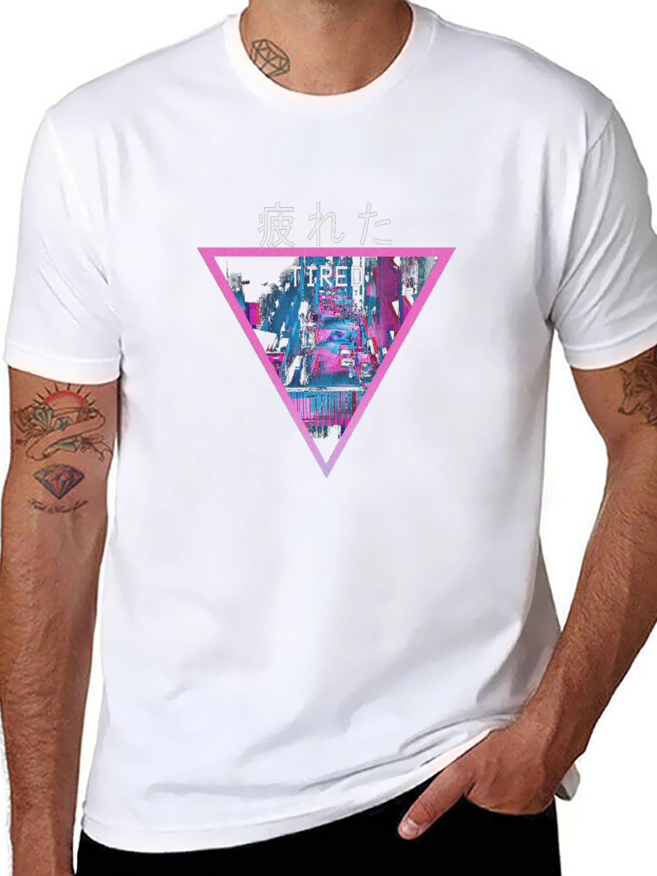 Tired Graphic Tee - Vaporwave Style