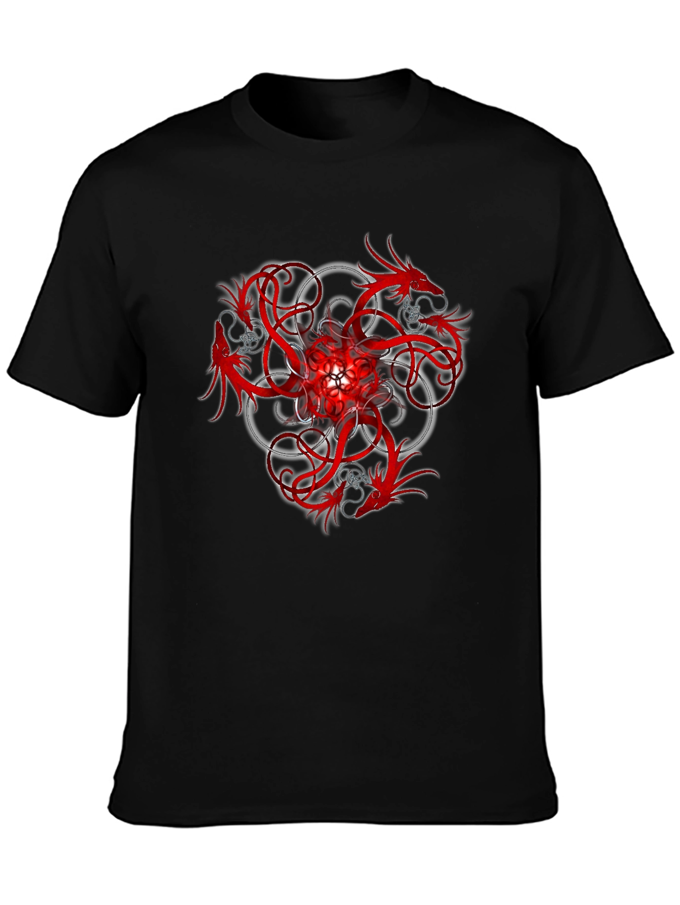 Red Dragon Trefoil Graphic Black T-Shirt