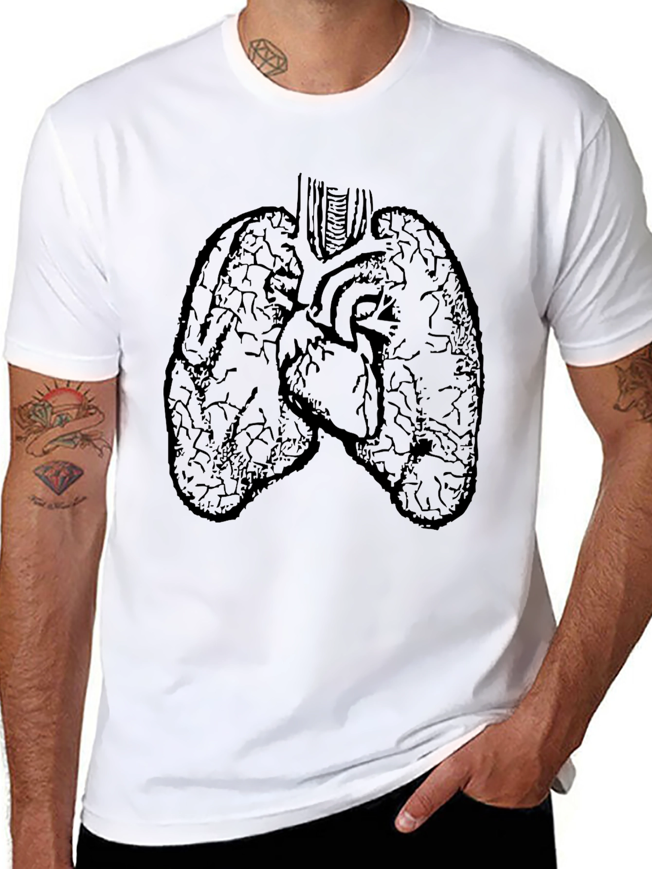 Anatomical Heart and Lungs Graphic T-Shirt