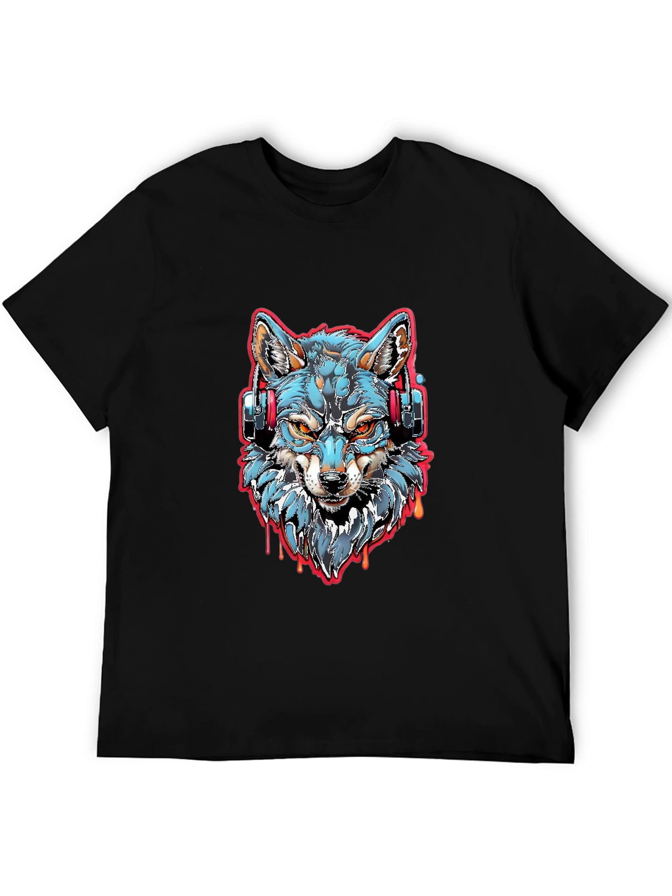 Wolf Headphones Graphic Tee - Cool Black Shirt
