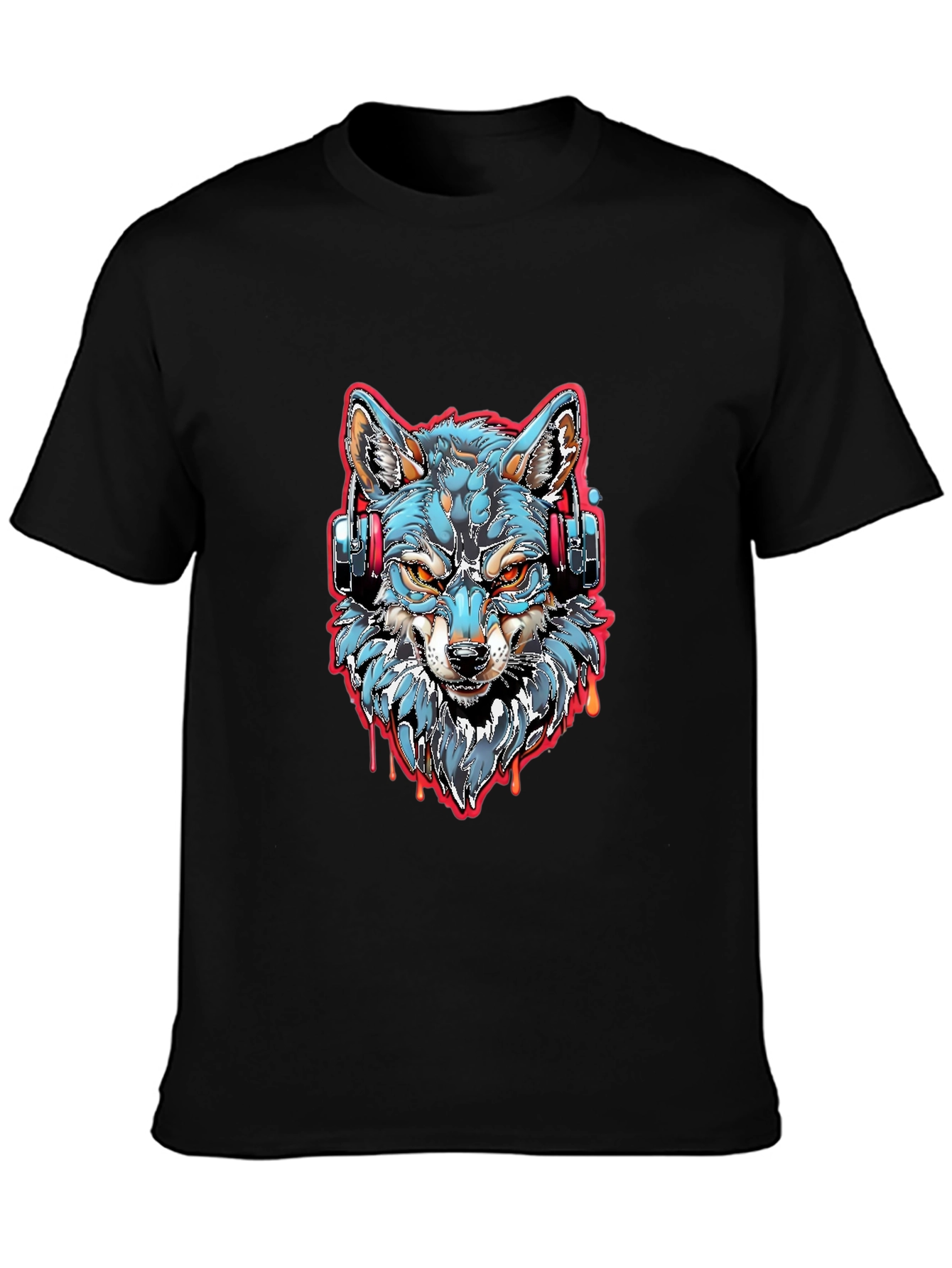 Wolf Headphones Graphic Tee - Cool Black Shirt