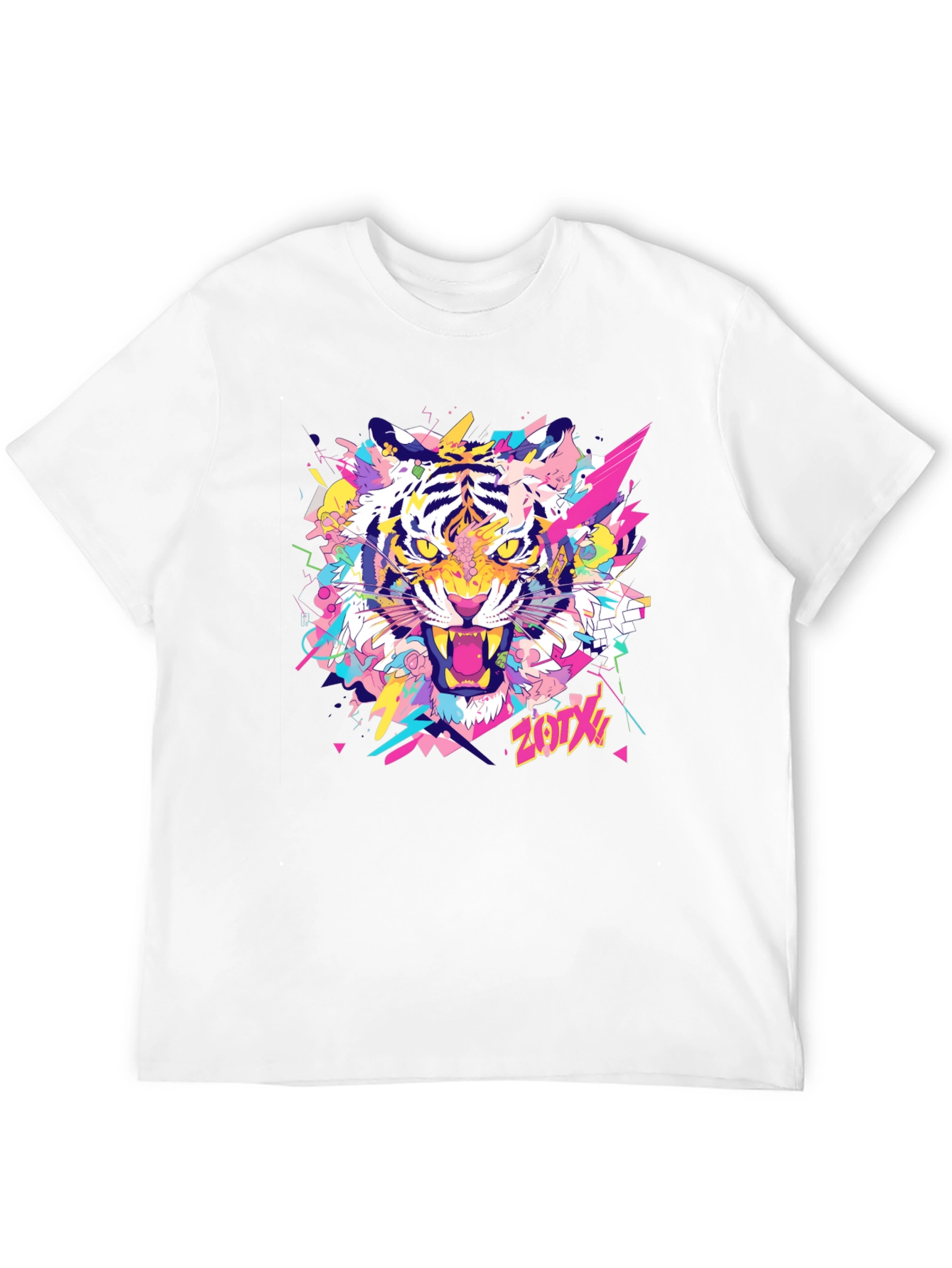 Vibrant Tiger Graphic Tee - Stylish Black Cotton T-Shirt