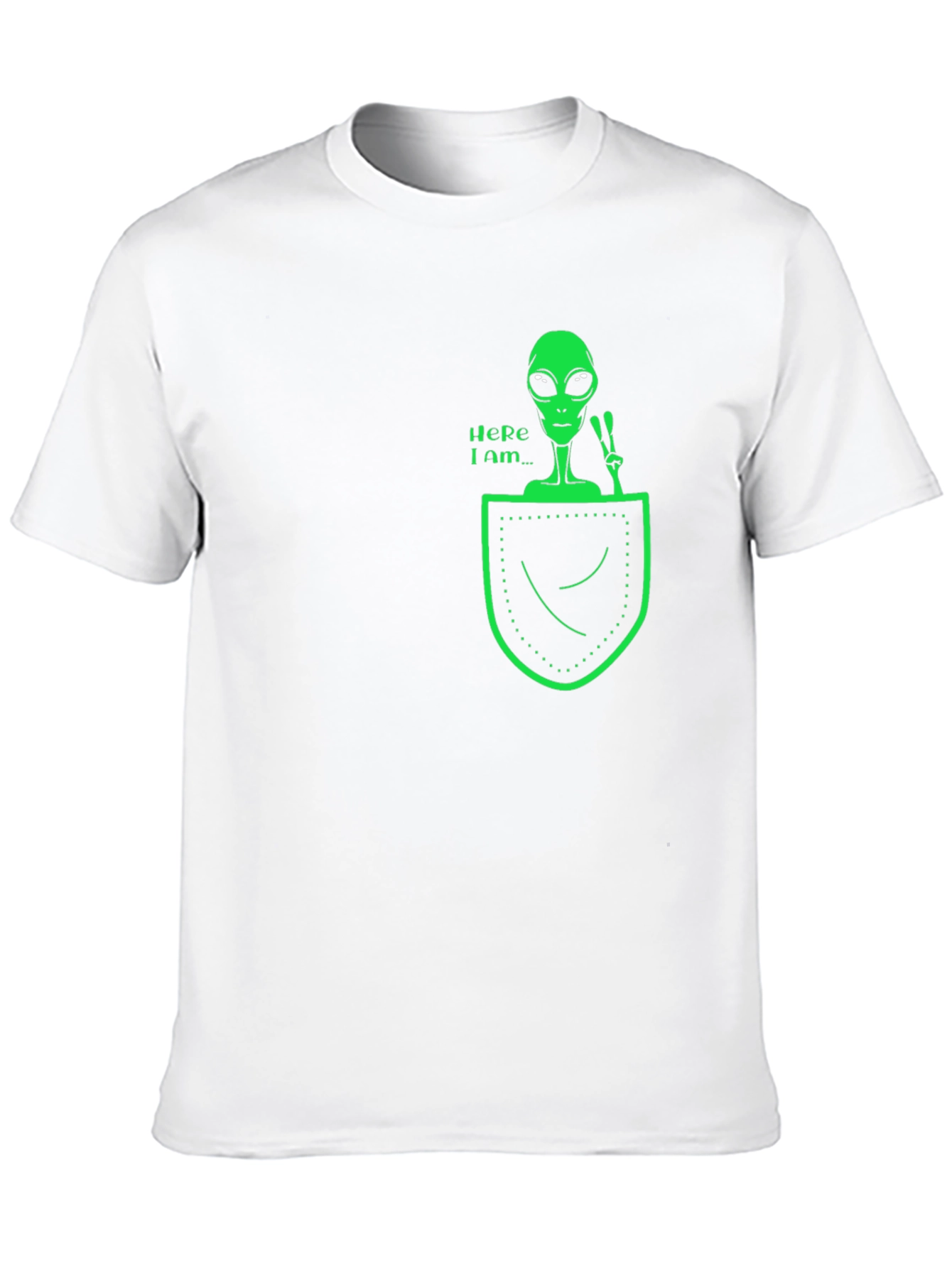 Alien in Pocket Graphic Tee - Black Cotton T-Shirt