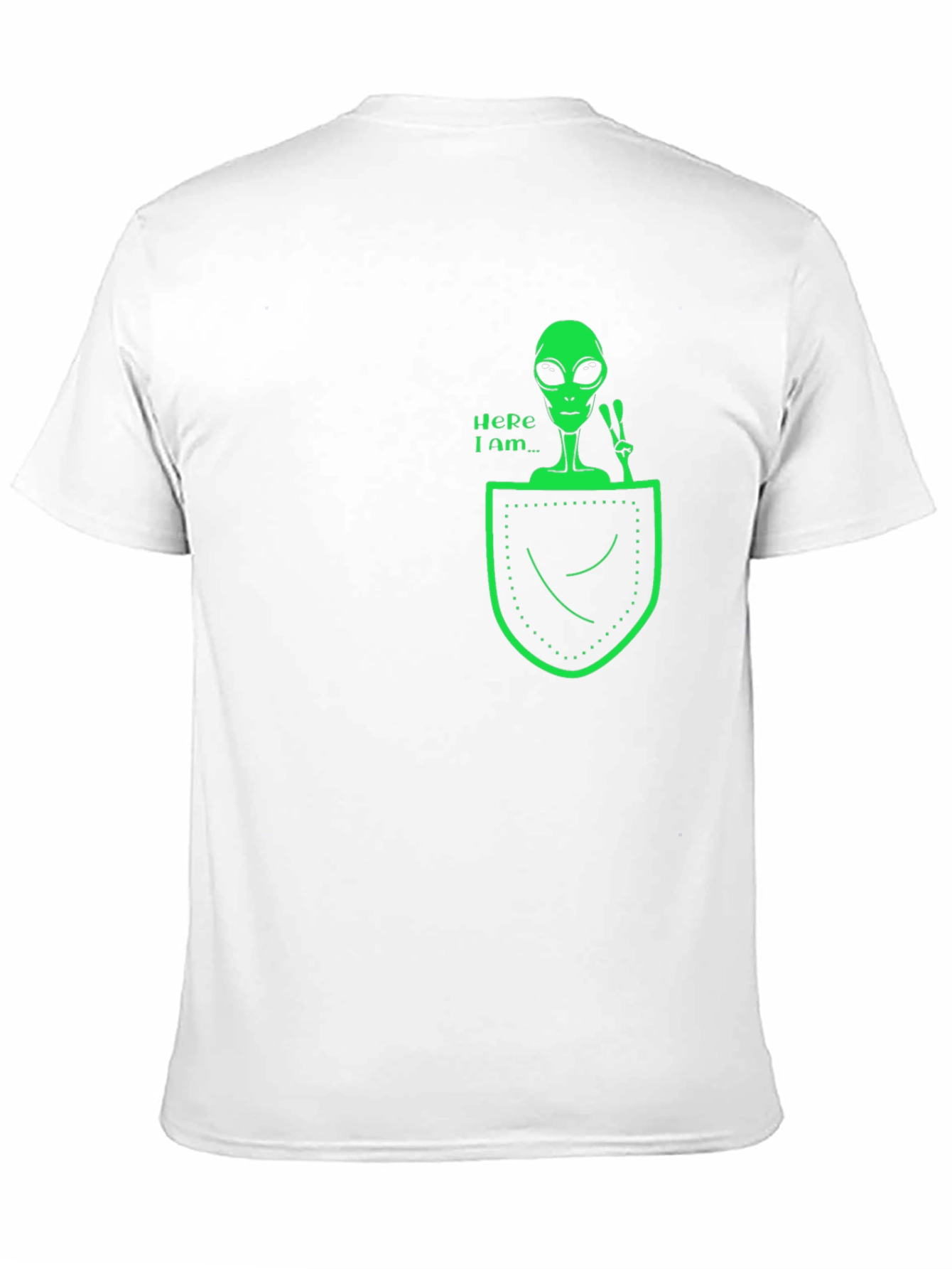 Alien in Pocket Graphic Tee - Black Cotton T-Shirt
