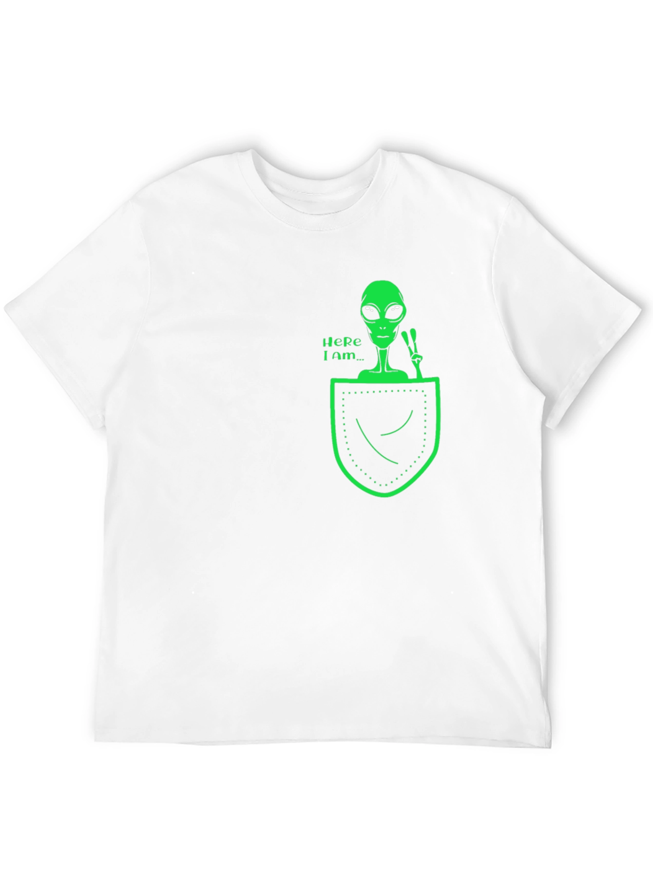 Alien in Pocket Graphic Tee - Black Cotton T-Shirt