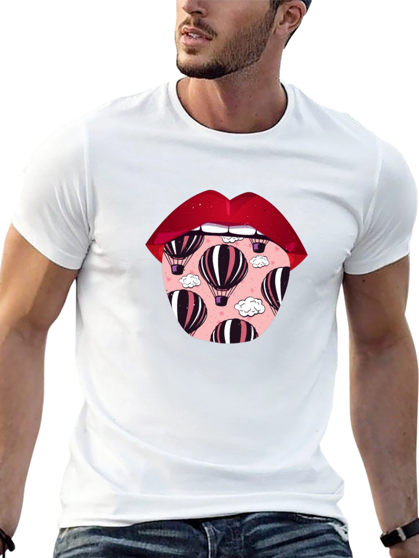 Lips Hot Air Balloon Graphic Tee - Unisex