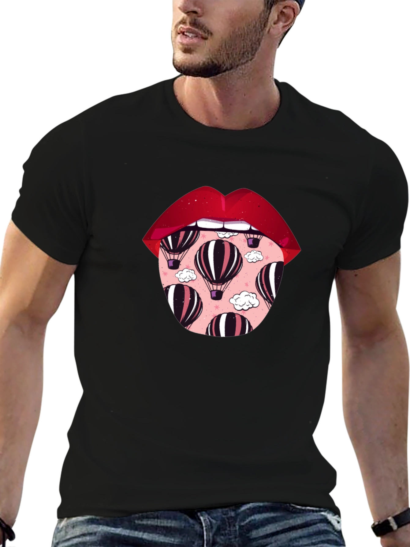 Lips Hot Air Balloon Graphic Tee - Unisex
