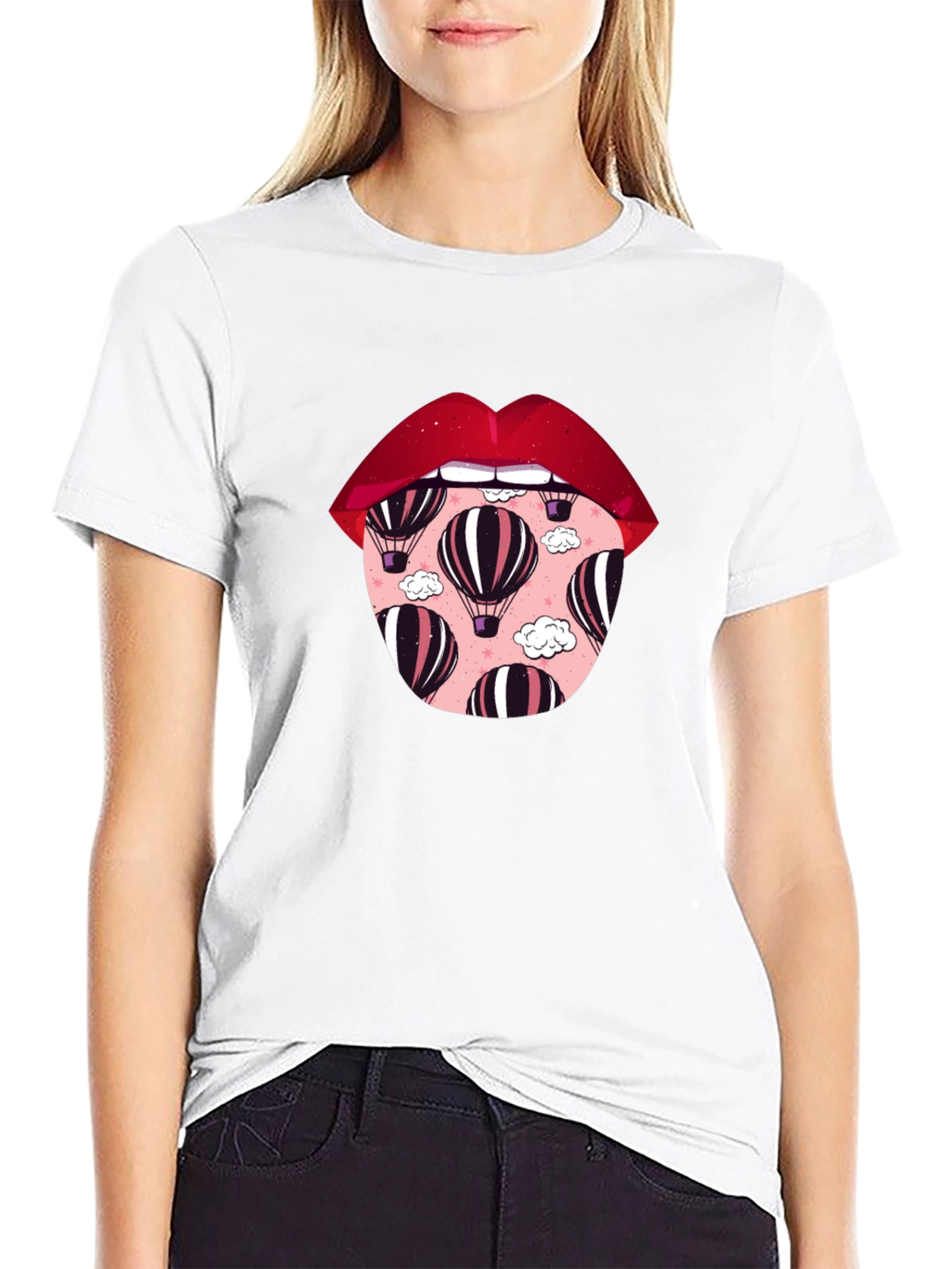 Lips Hot Air Balloon Graphic Tee - Unisex