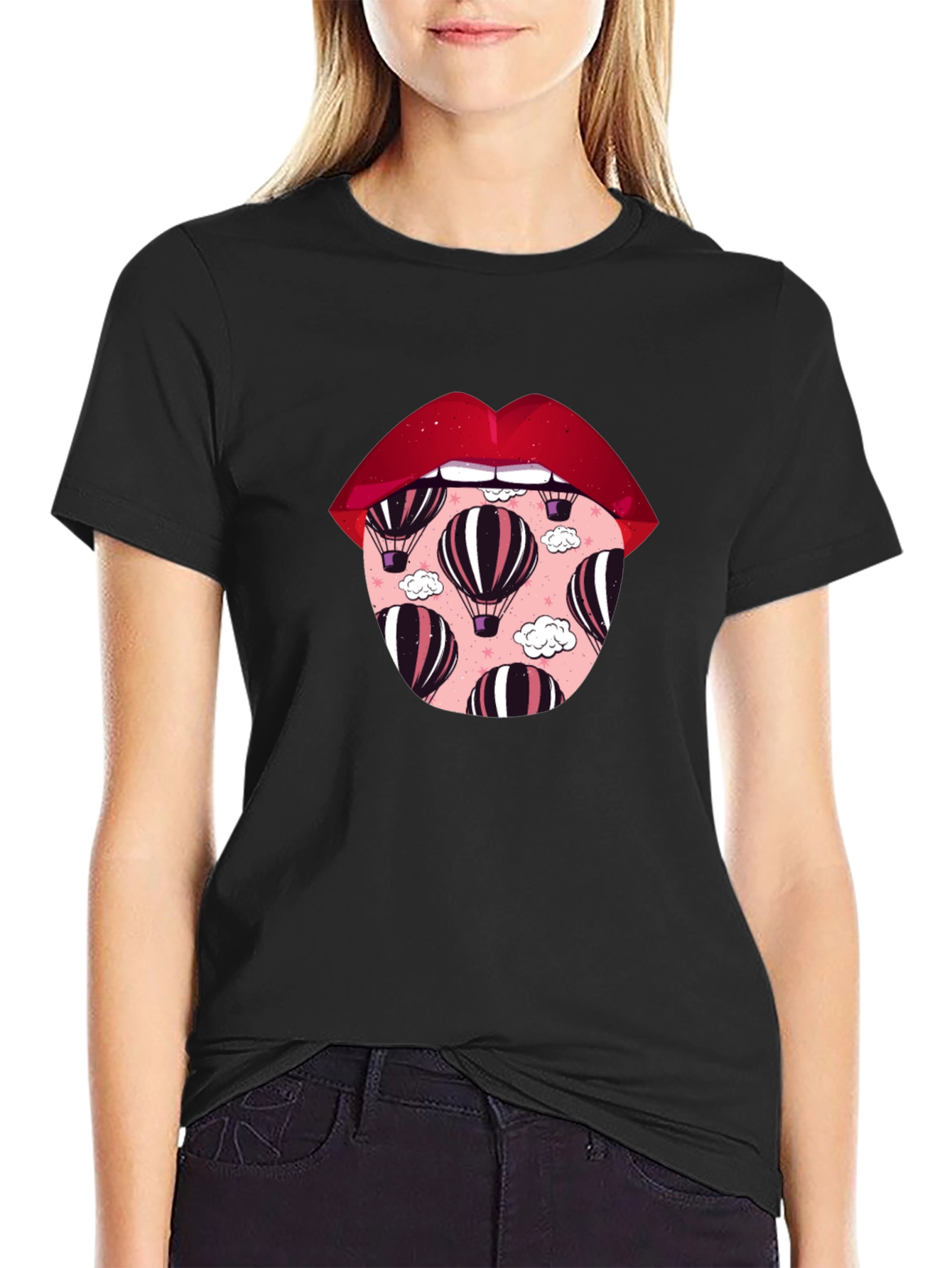 Lips Hot Air Balloon Graphic Tee - Unisex