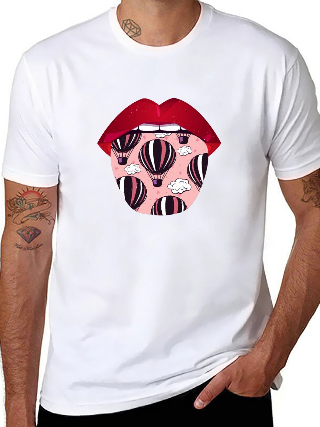 Lips Hot Air Balloon Graphic Tee - Unisex