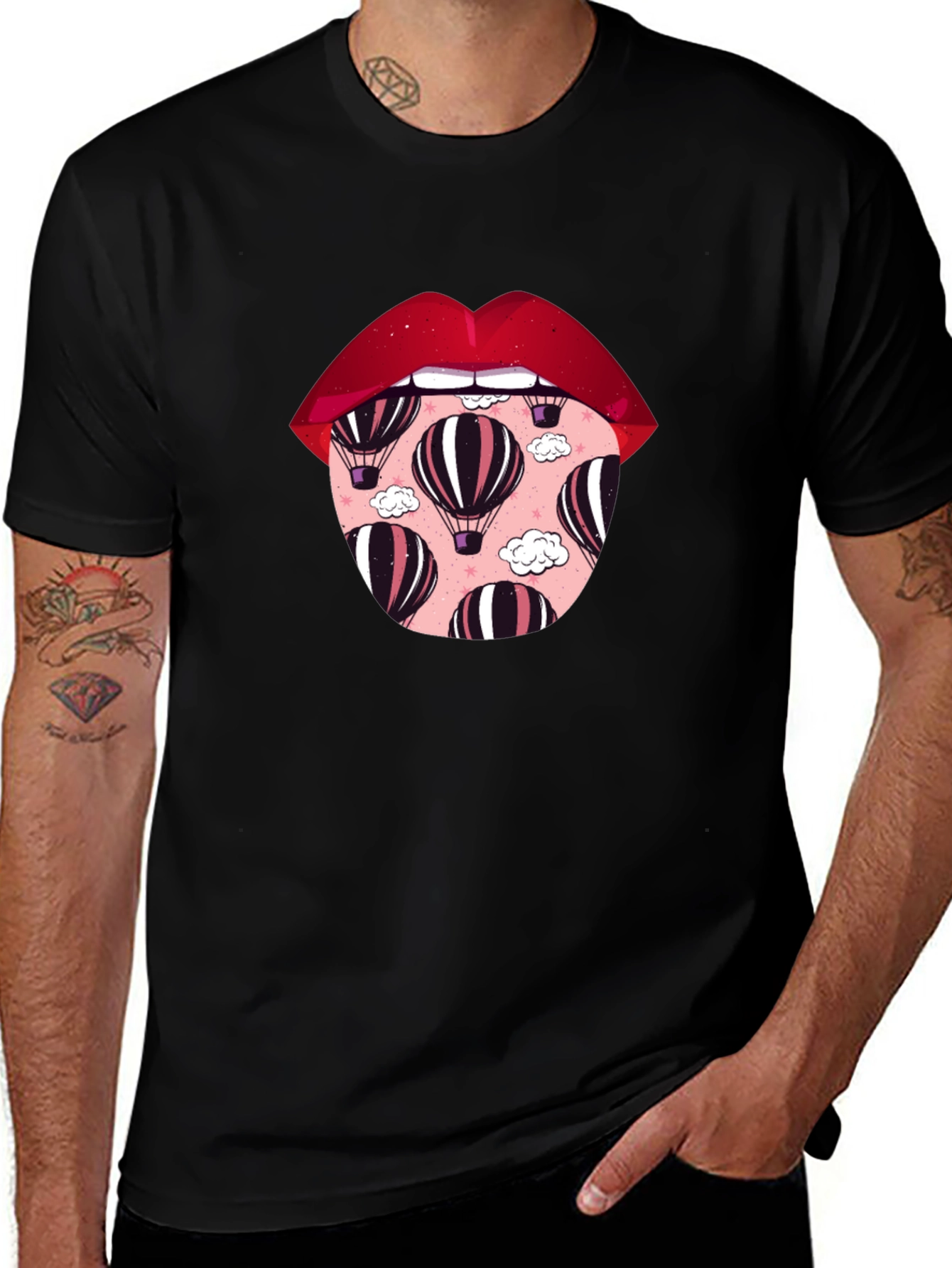 Lips Hot Air Balloon Graphic Tee - Unisex