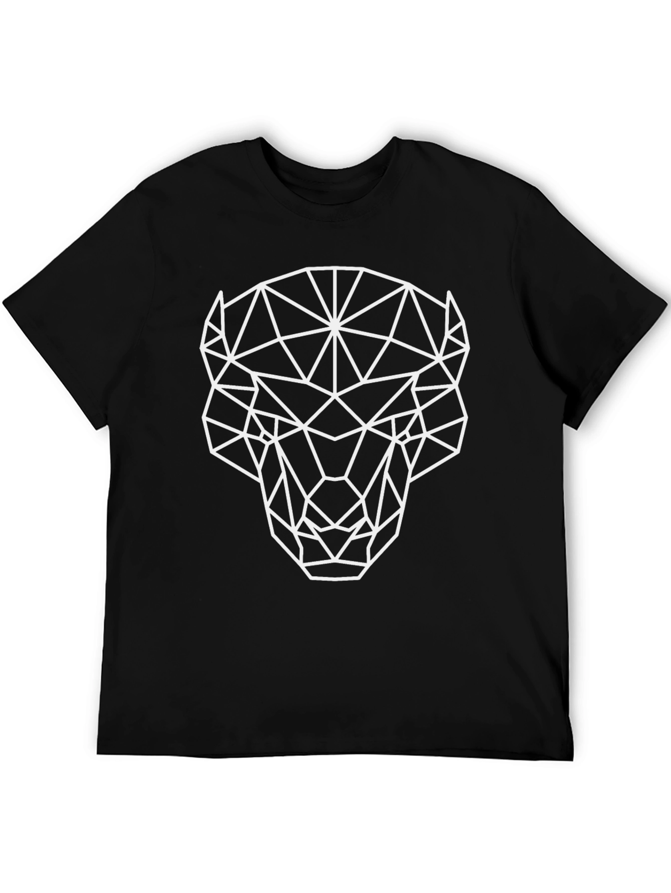 Geometric Bull Graphic Tee - Black