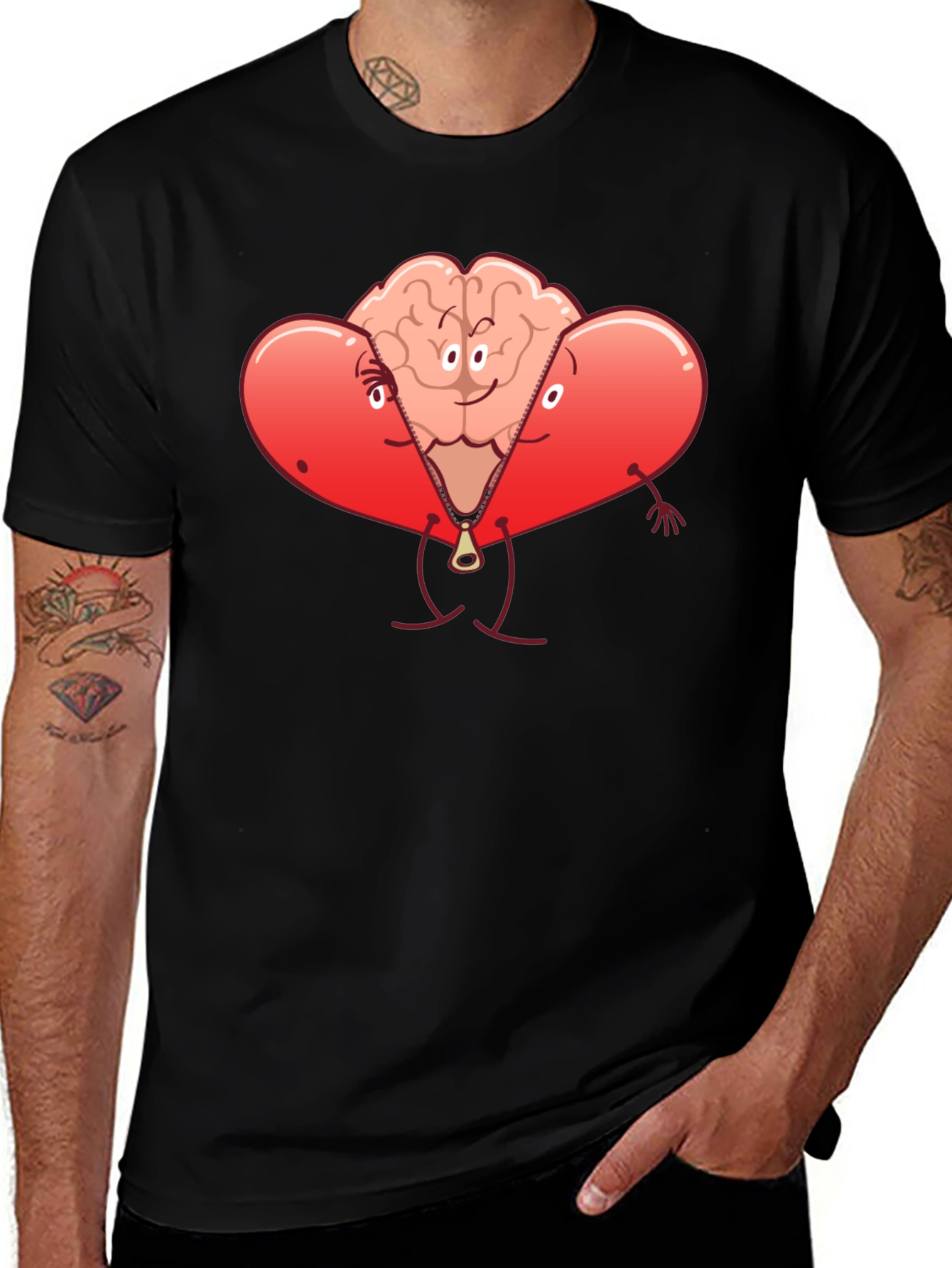 Heart Brain Zipper Graphic Tee