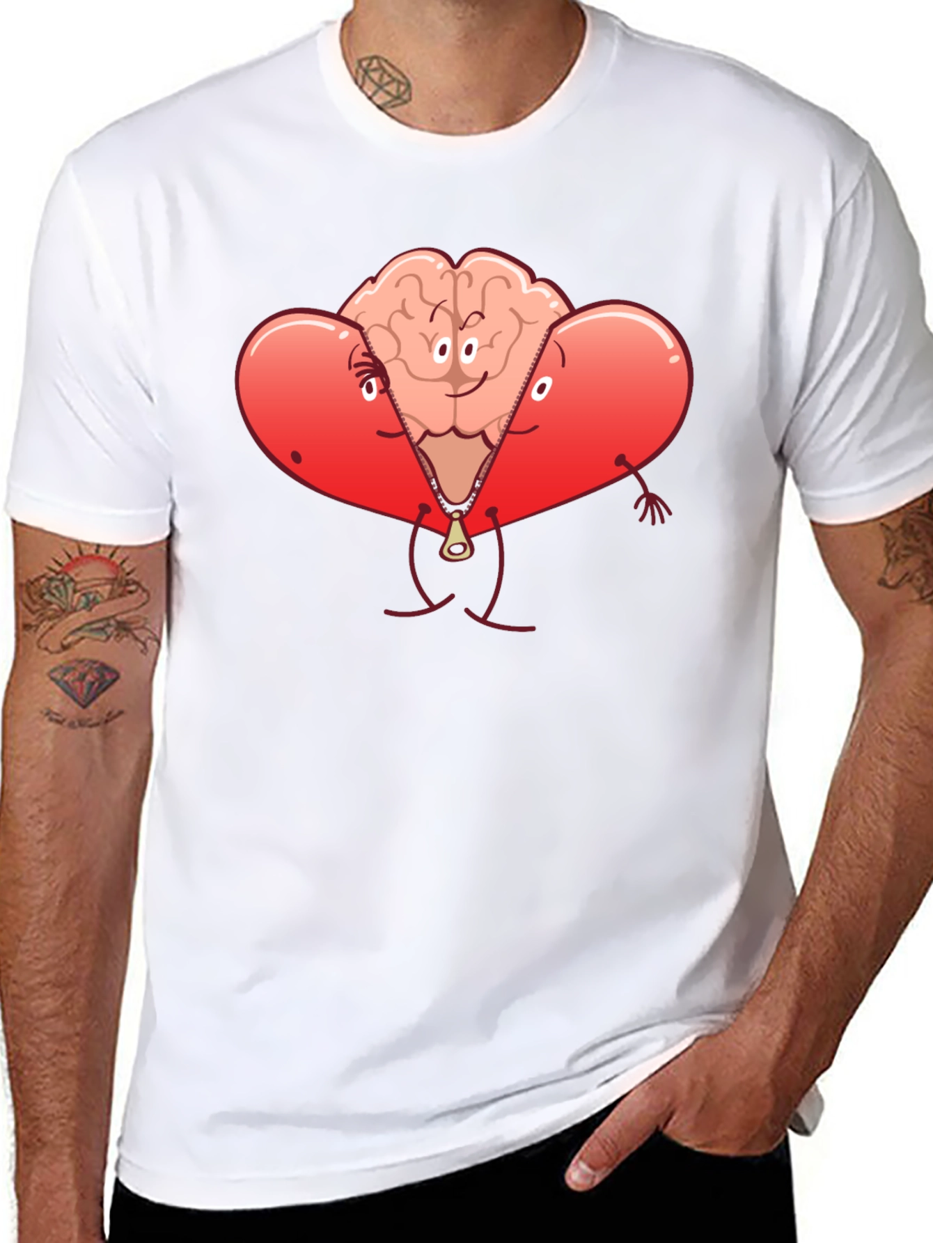 Heart Brain Zipper Graphic Tee