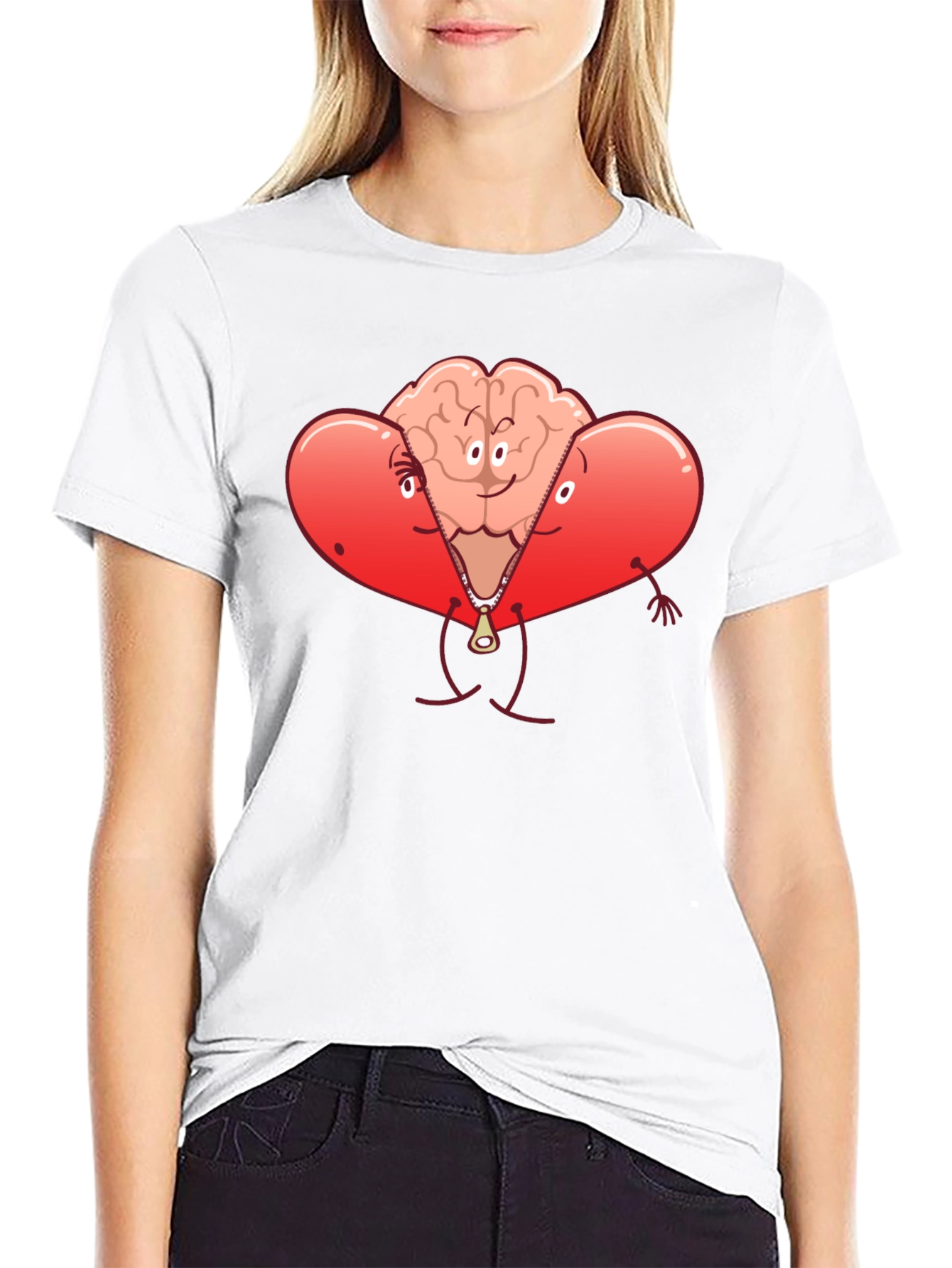 Heart Brain Zipper Graphic Tee