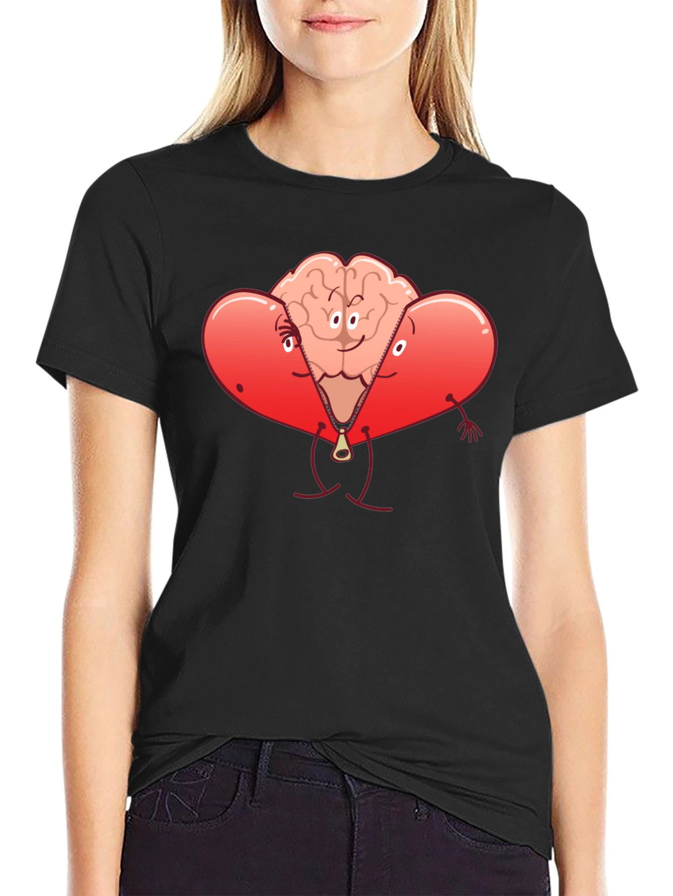 Heart Brain Zipper Graphic Tee