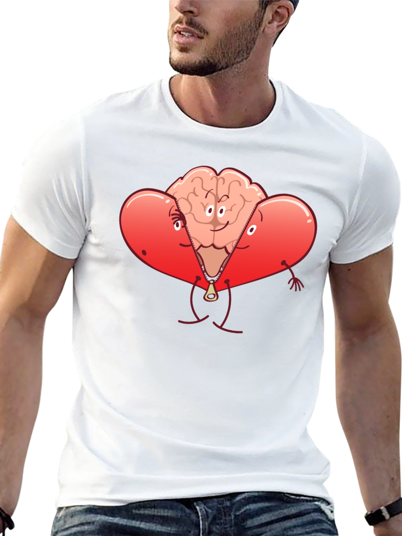 Heart Brain Zipper Graphic Tee