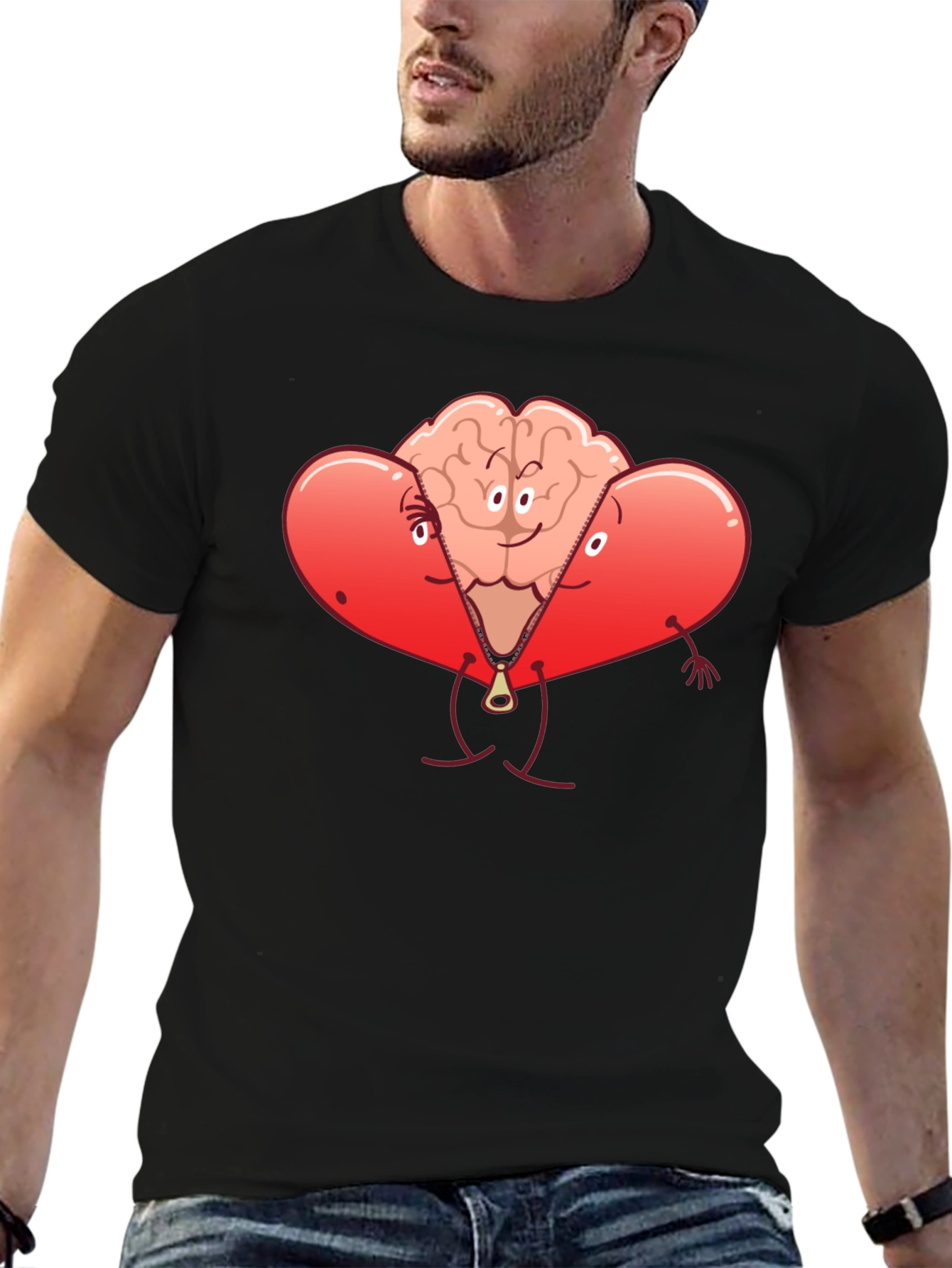 Heart Brain Zipper Graphic Tee