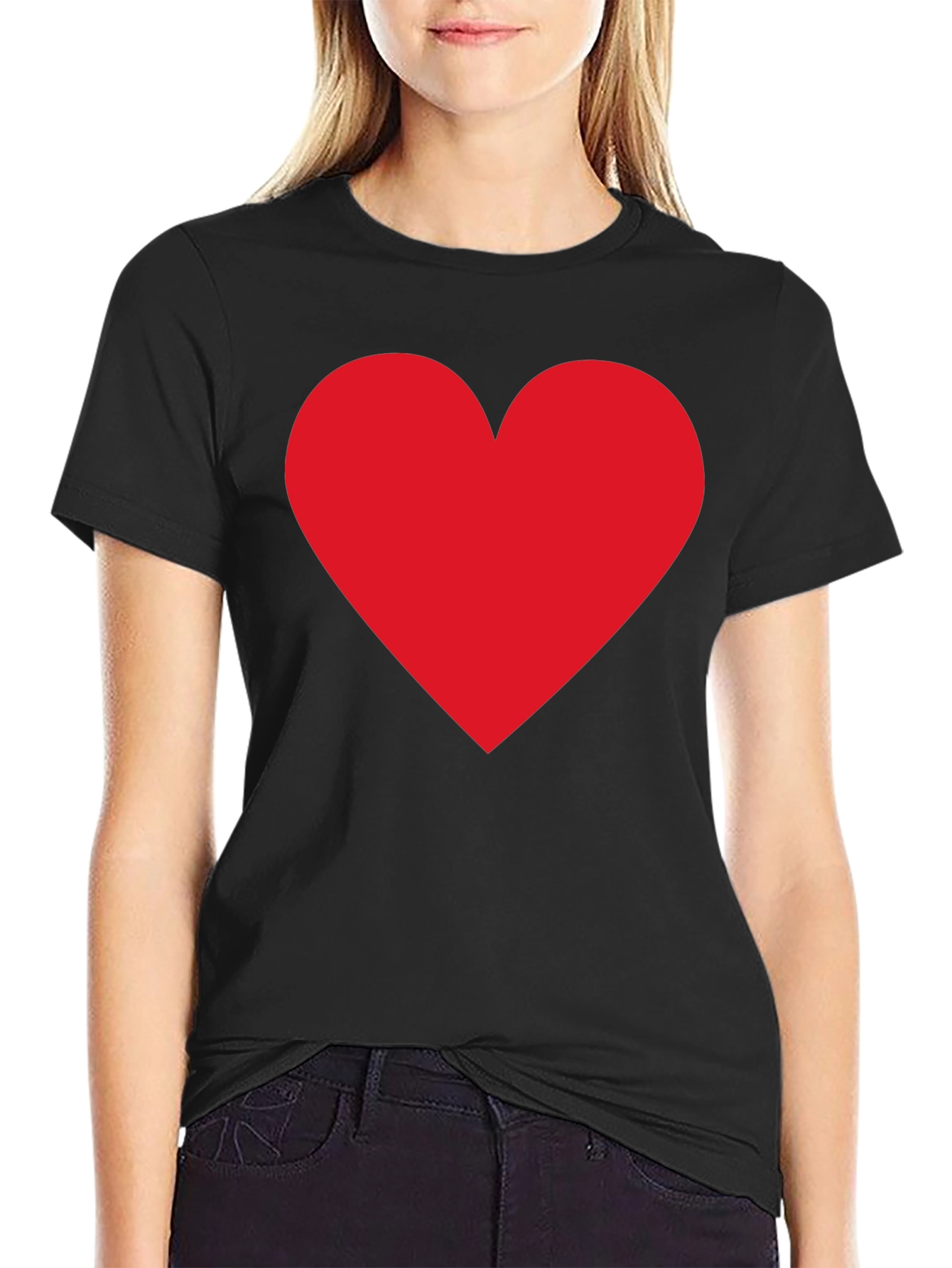 Heart Graphic Black T-Shirt Casual Cotton Tee