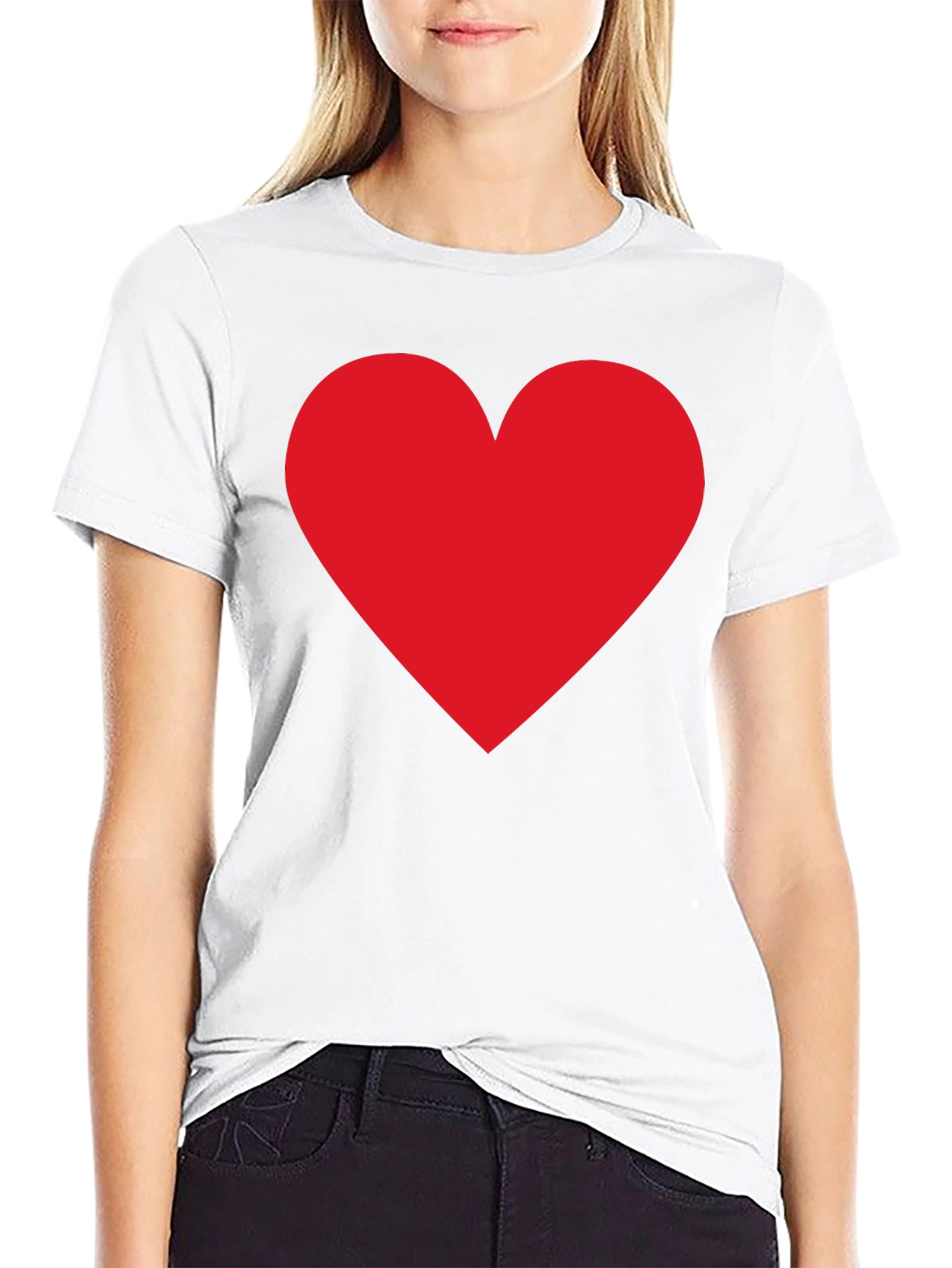 Heart Graphic Black T-Shirt Casual Cotton Tee