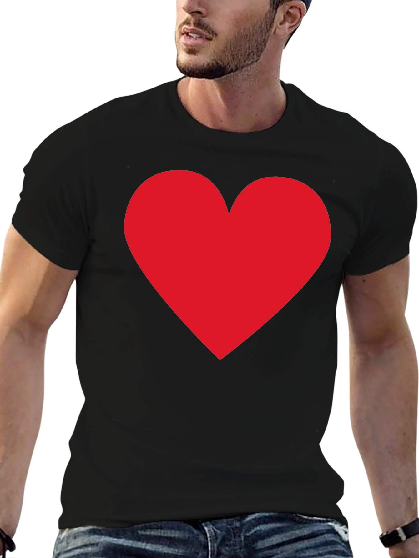Heart Graphic Black T-Shirt Casual Cotton Tee