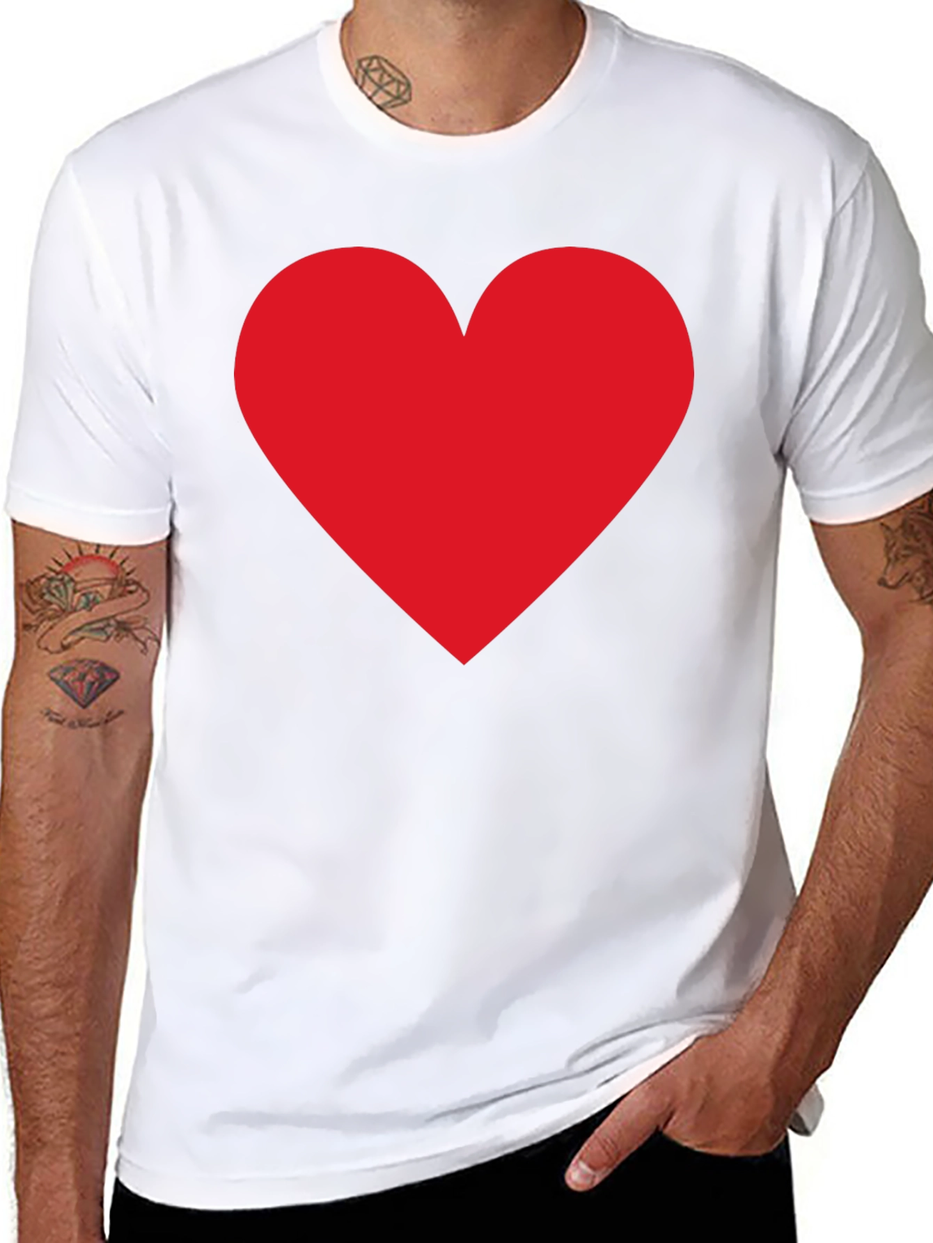 Heart Graphic Black T-Shirt Casual Cotton Tee