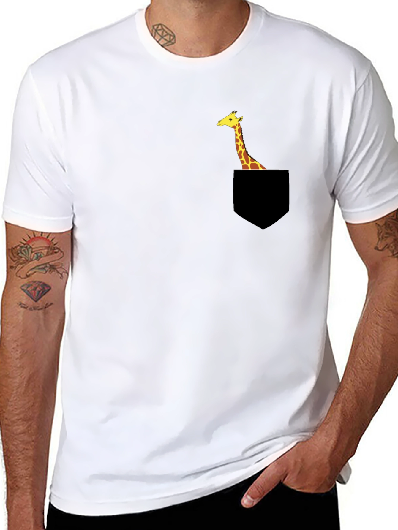 Giraffe Pocket T-Shirt - Unique Animal Tee