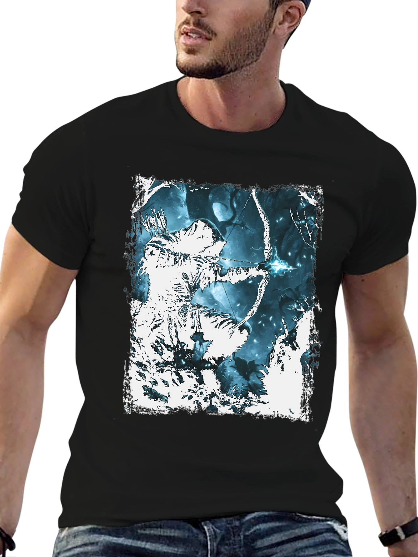 Archer Graphic Tee - Black Cotton T-Shirt