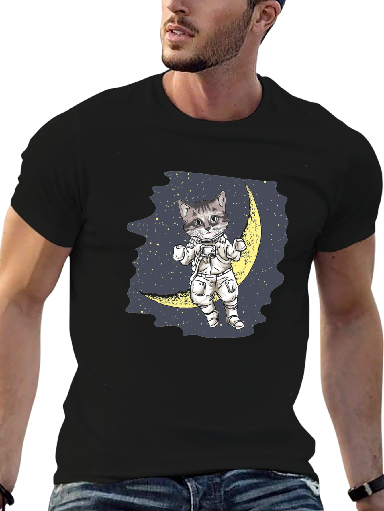 Astronaut Cat on Moon T-Shirt