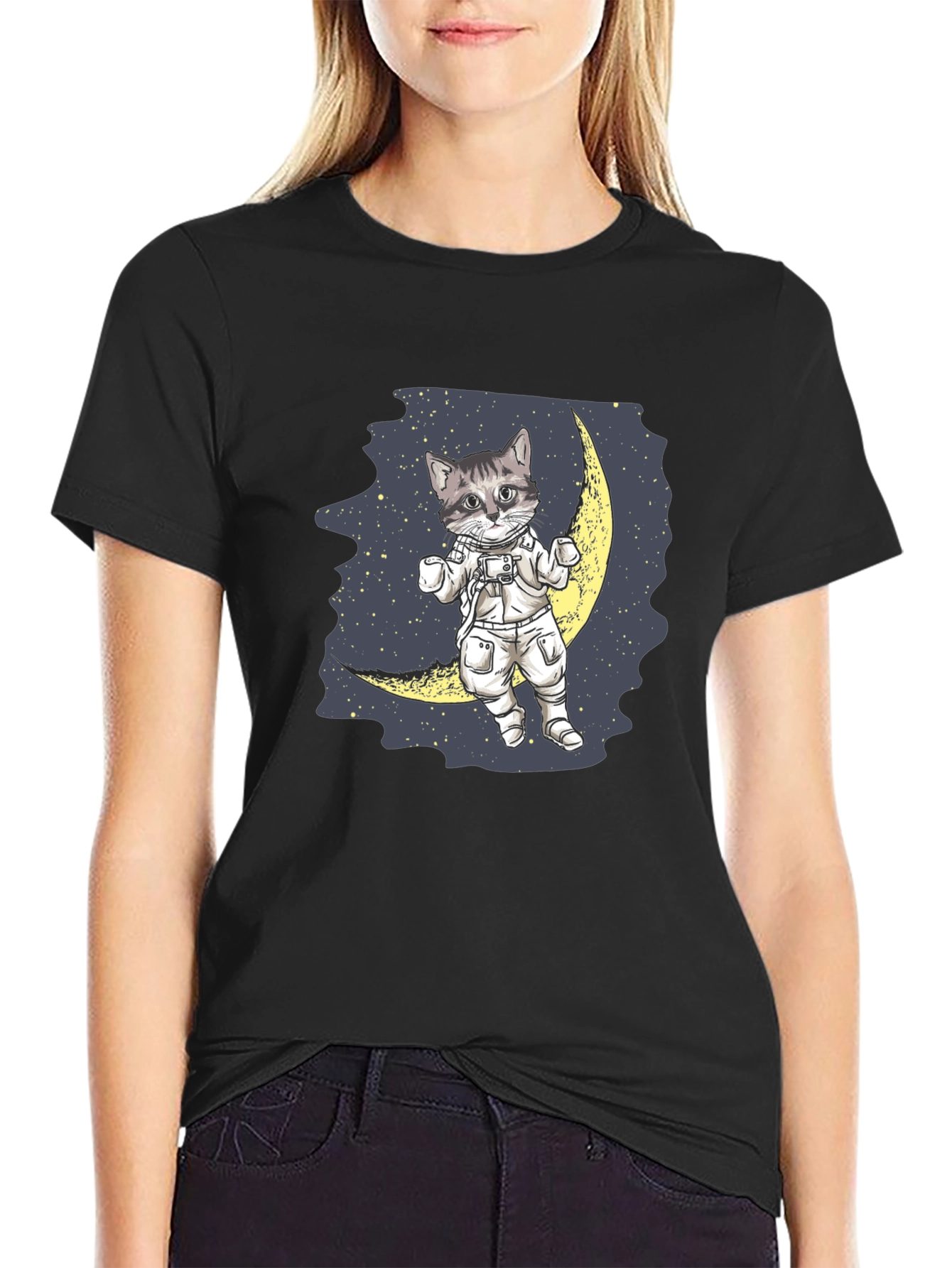 Astronaut Cat on Moon T-Shirt