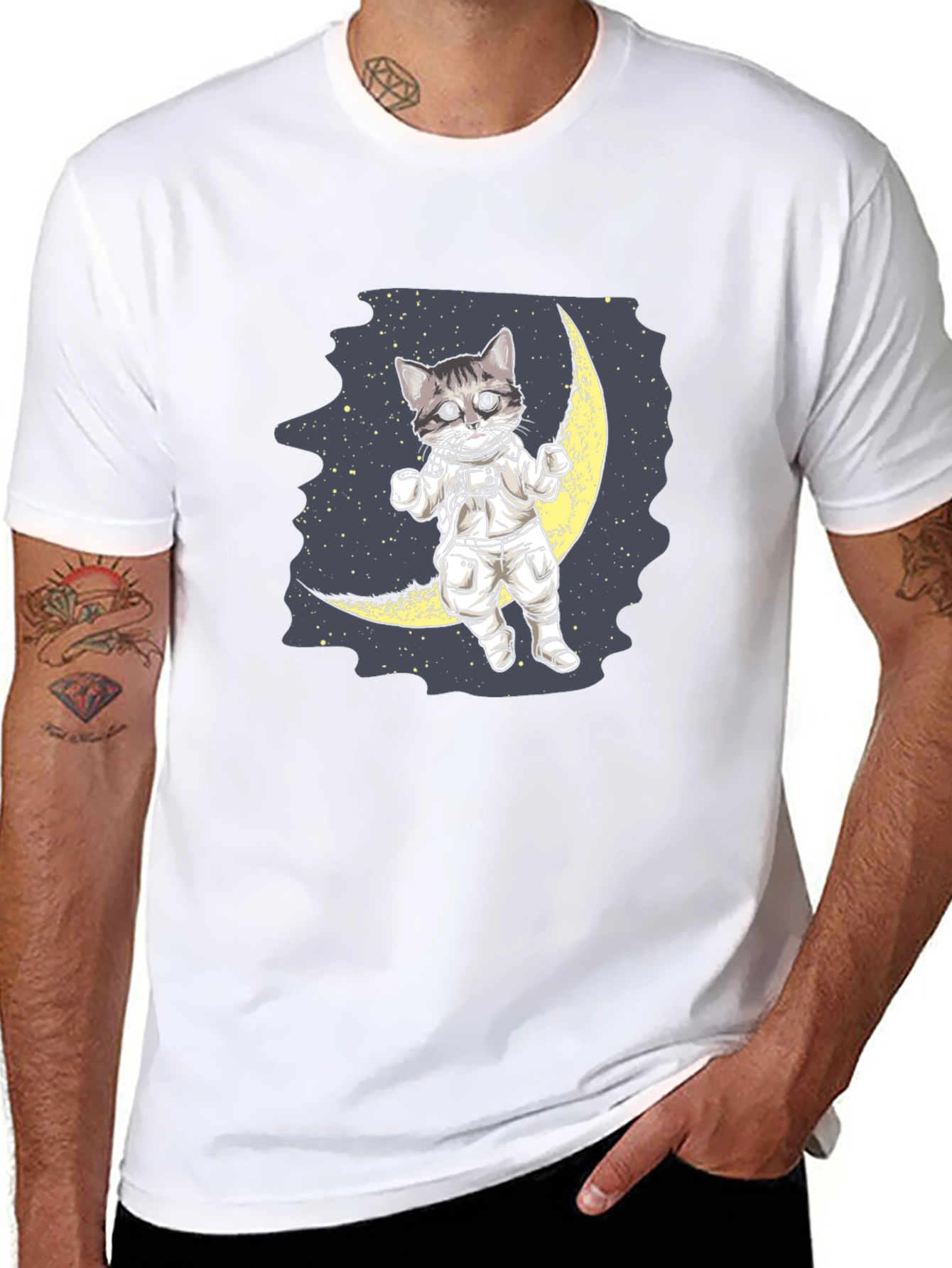 Astronaut Cat on Moon T-Shirt