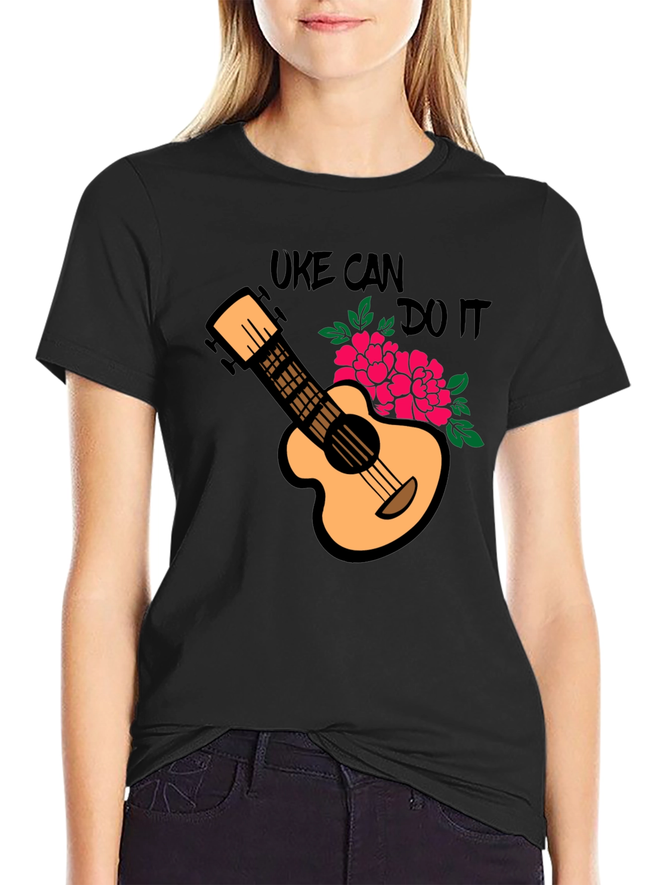 Uke Can Do It Black Graphic Tee