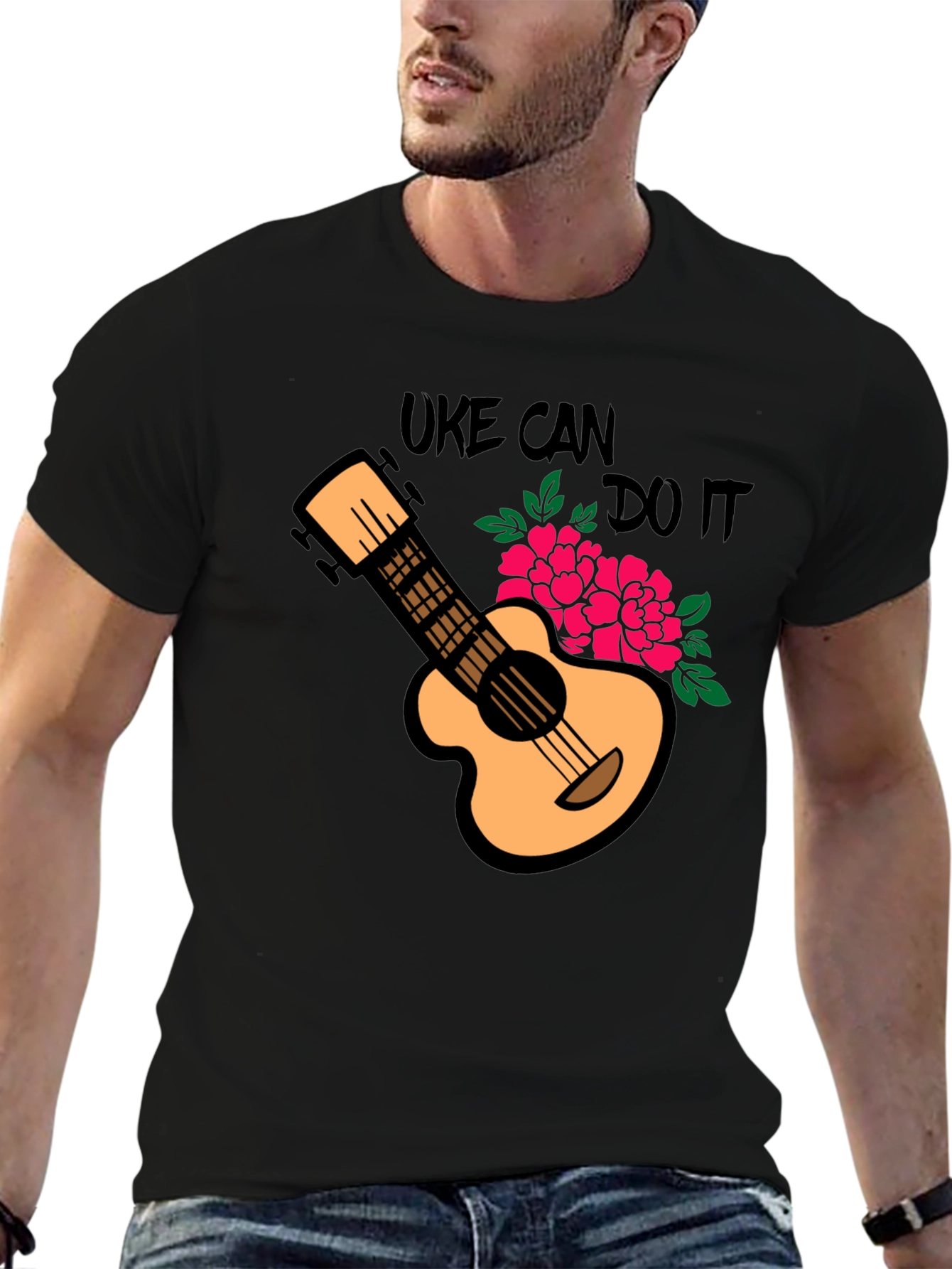Uke Can Do It Black Graphic Tee