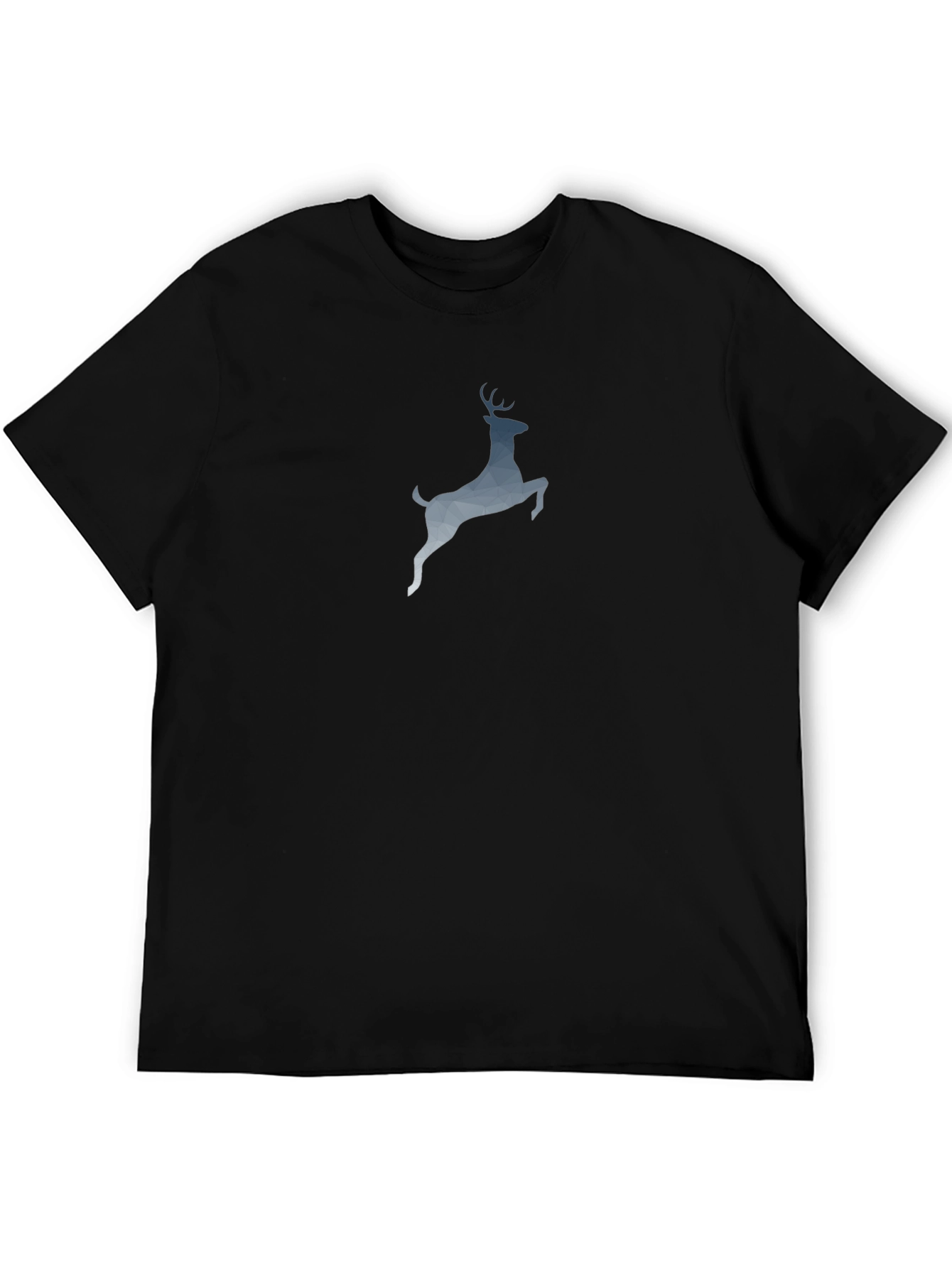 Geometric Deer Graphic Mens Black T-Shirt
