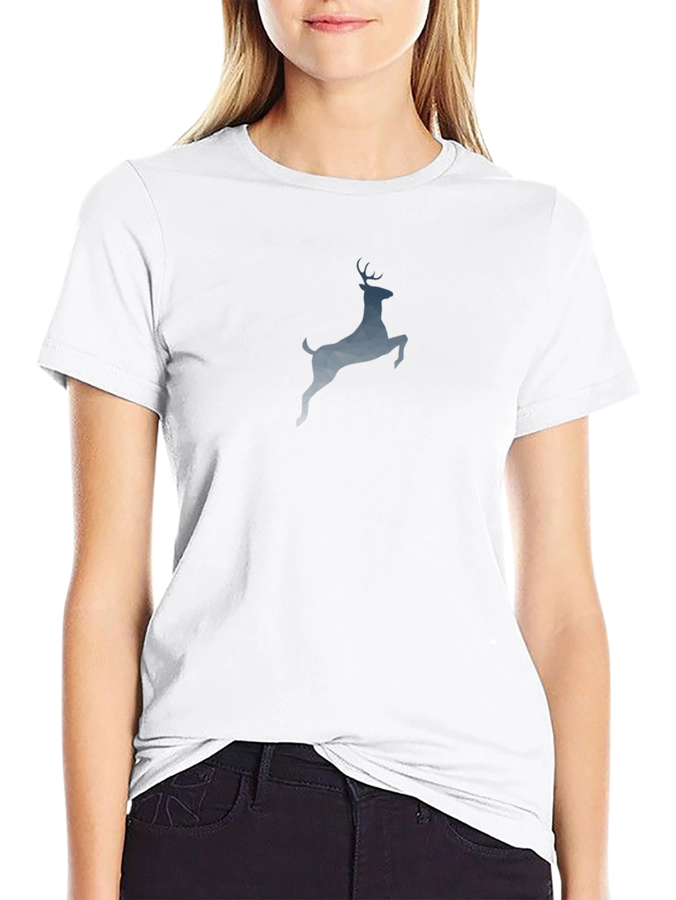 Geometric Deer Graphic Mens Black T-Shirt