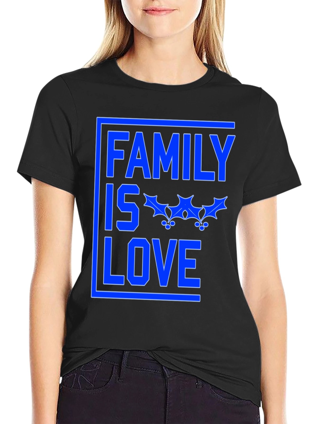 Family is Love Graphic Tee - Black Cotton Blend