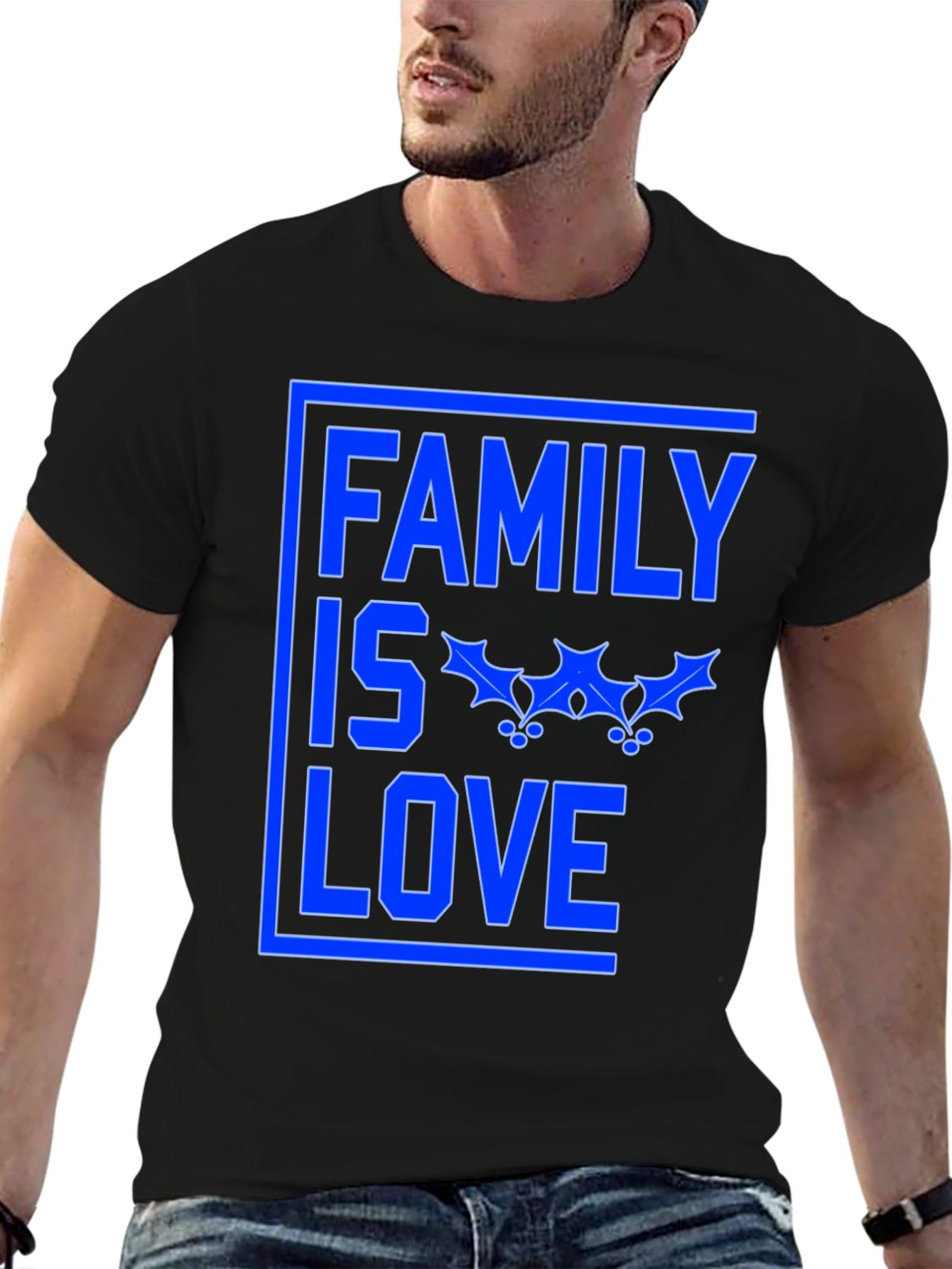 Family is Love Graphic Tee - Black Cotton Blend