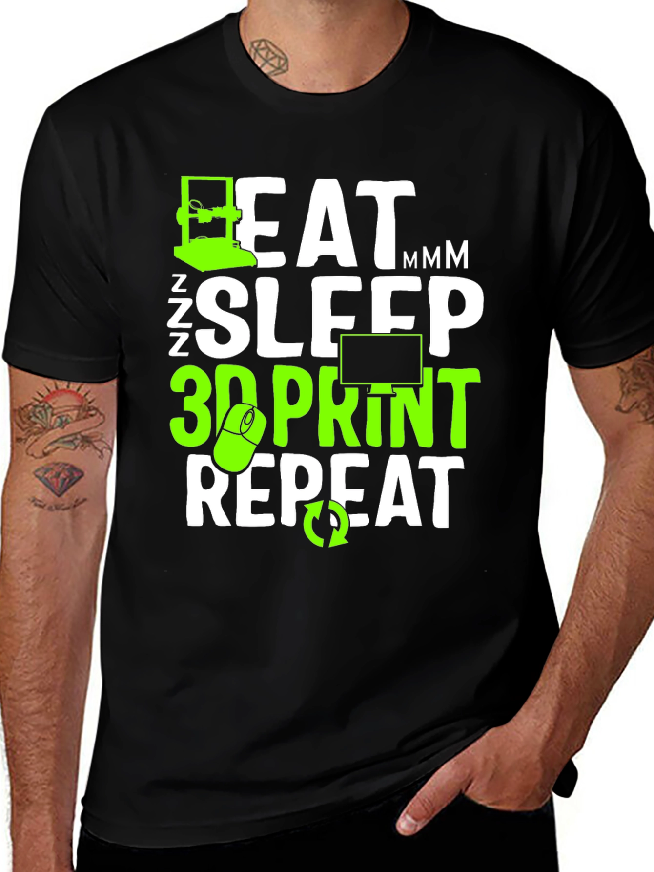 Eat Sleep 3D Print Repeat T-Shirt