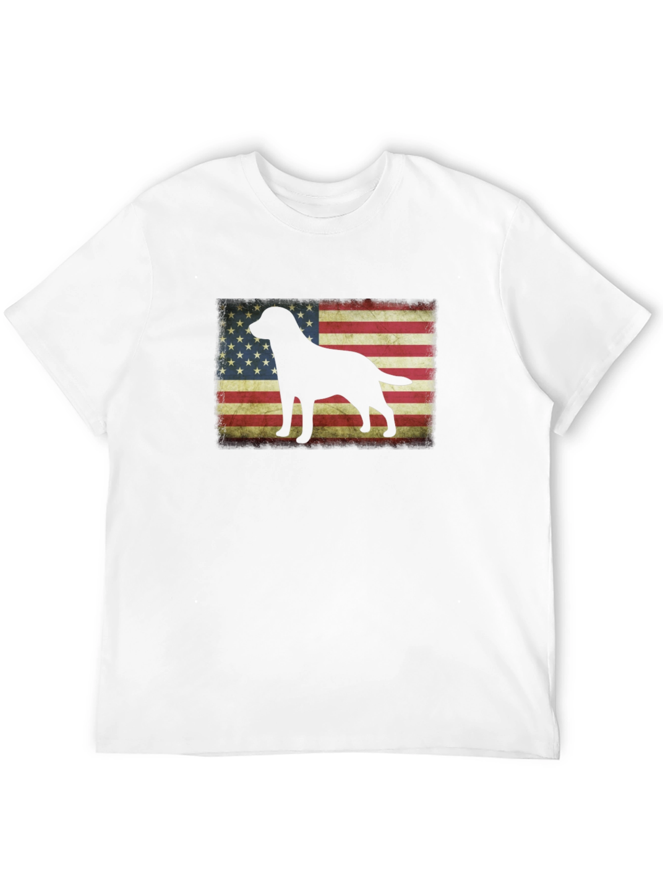 Patriotic Dog Silhouette T-Shirt - USA Flag Graphic Tee