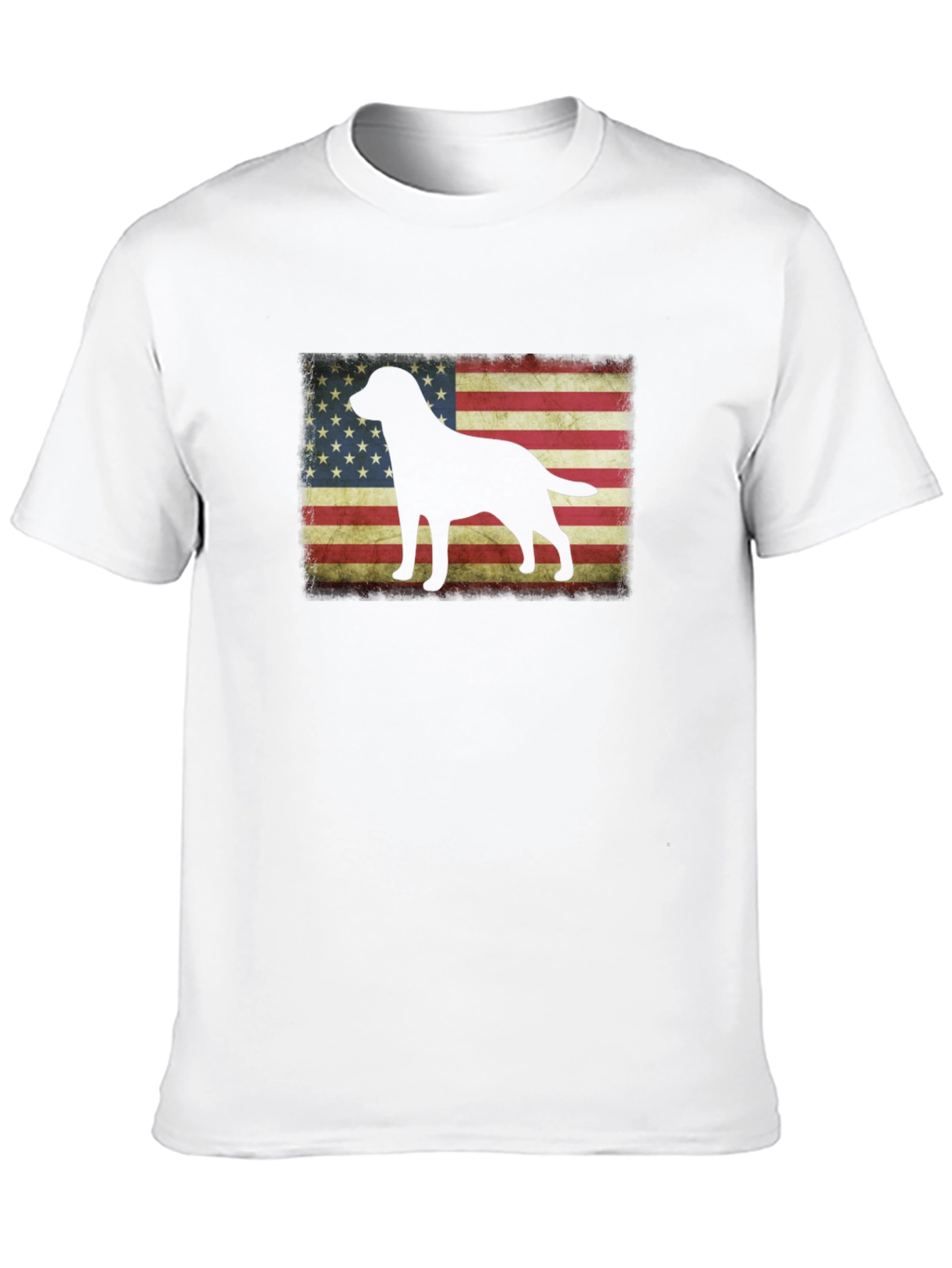 Patriotic Dog Silhouette T-Shirt - USA Flag Graphic Tee