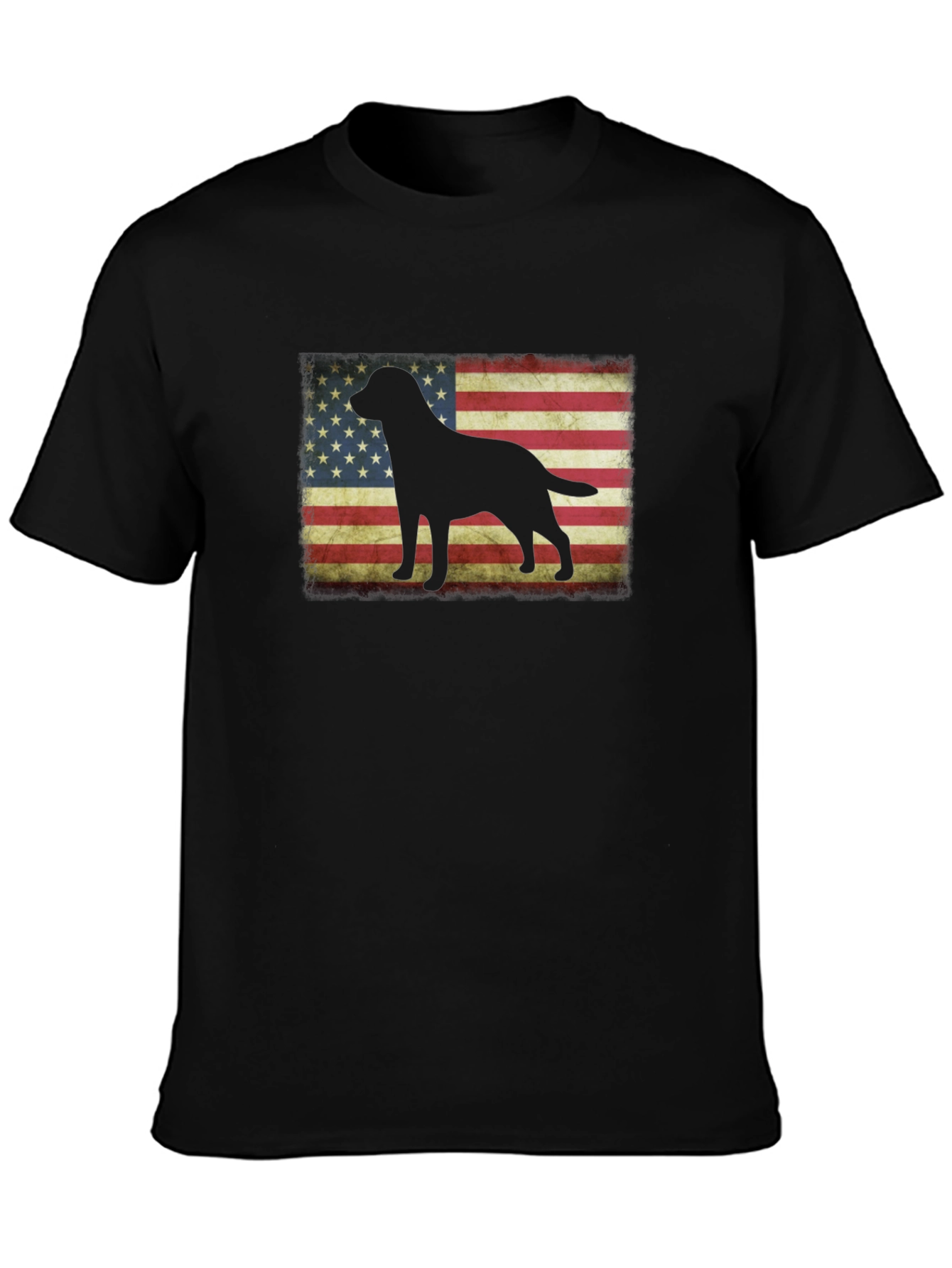 Patriotic Dog Silhouette T-Shirt - USA Flag Graphic Tee
